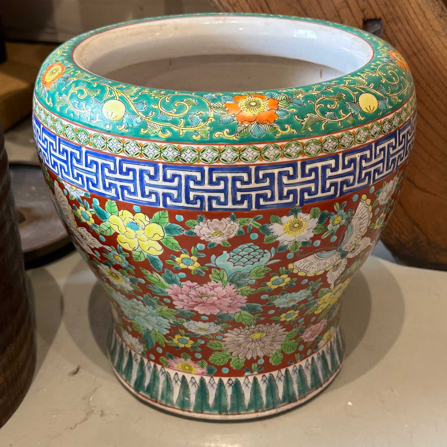 Japanese Hibachi Signed & Dated 1939 Ceramic Imari Hibachi Brazier Pot Planter 11"