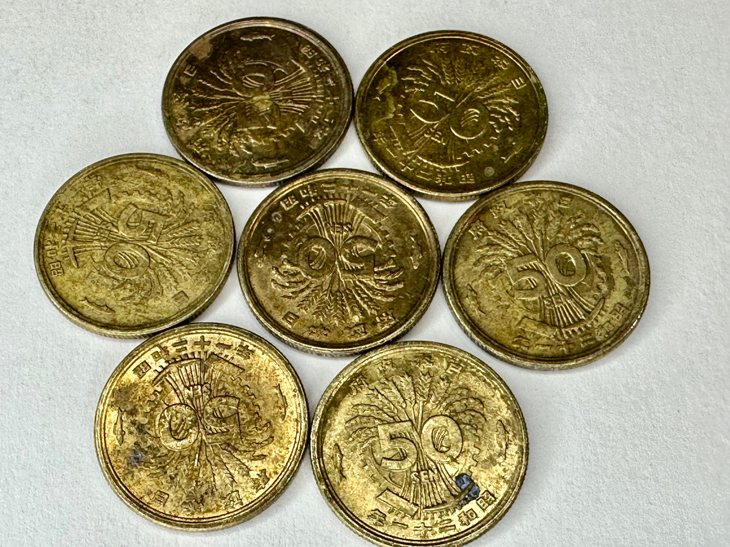 Vintage Japanese 50 Sen 錢十五 Coin Flying Phoenix 1946 Showa 21 Polished