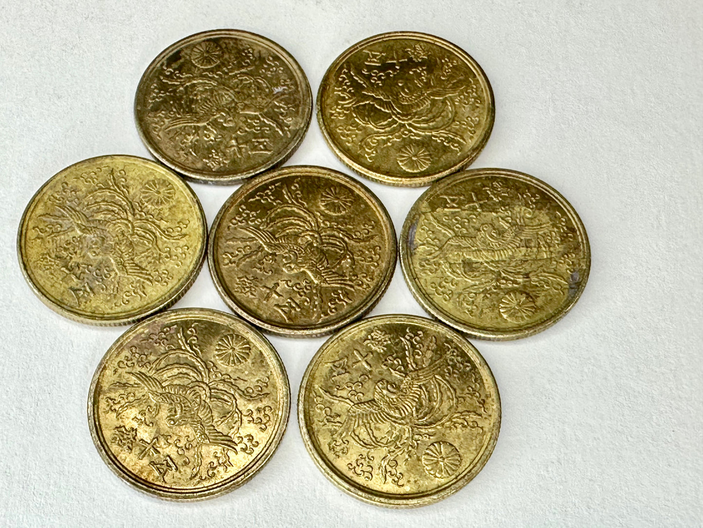 Vintage Japanese 50 Sen 錢十五 Coin Flying Phoenix 1946 Showa 21 Polished