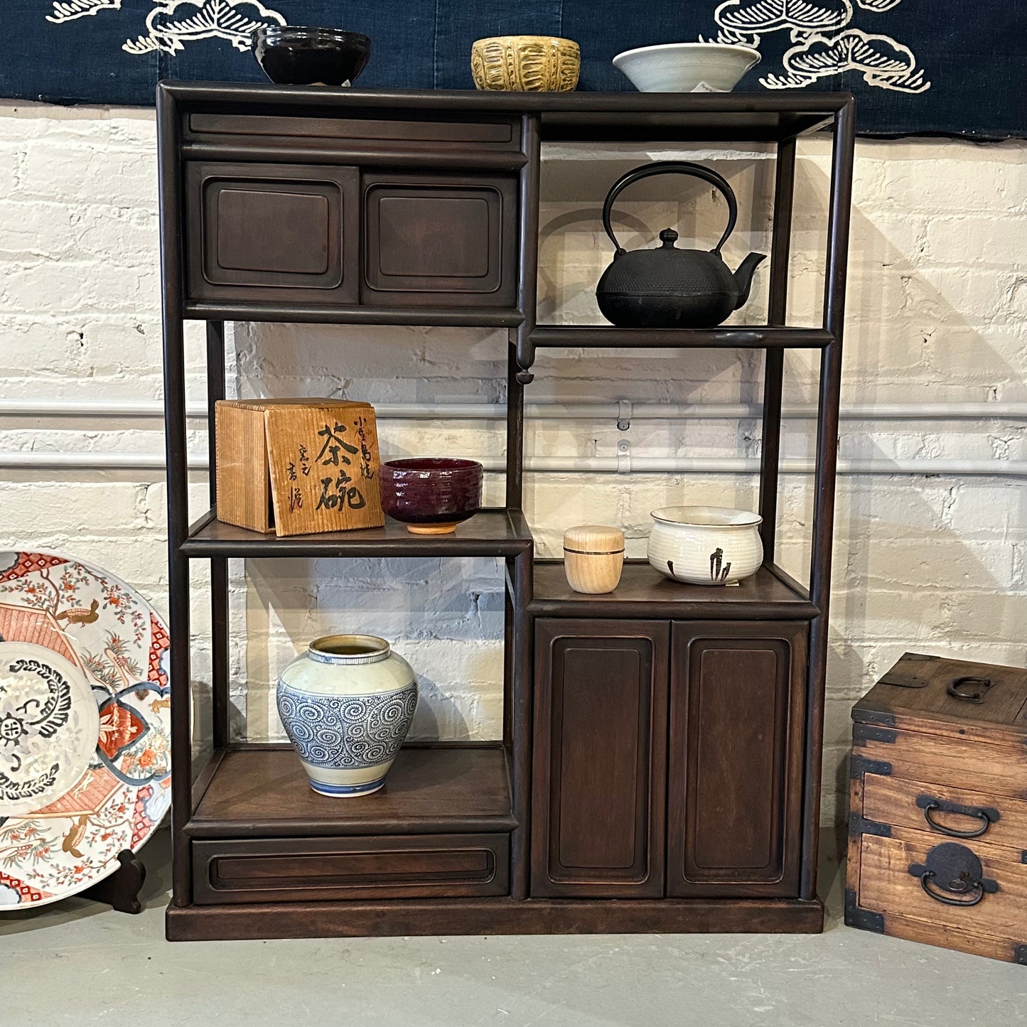 Antique Japanese Chadansu Tea Display Tansu Hongmu 36"H
