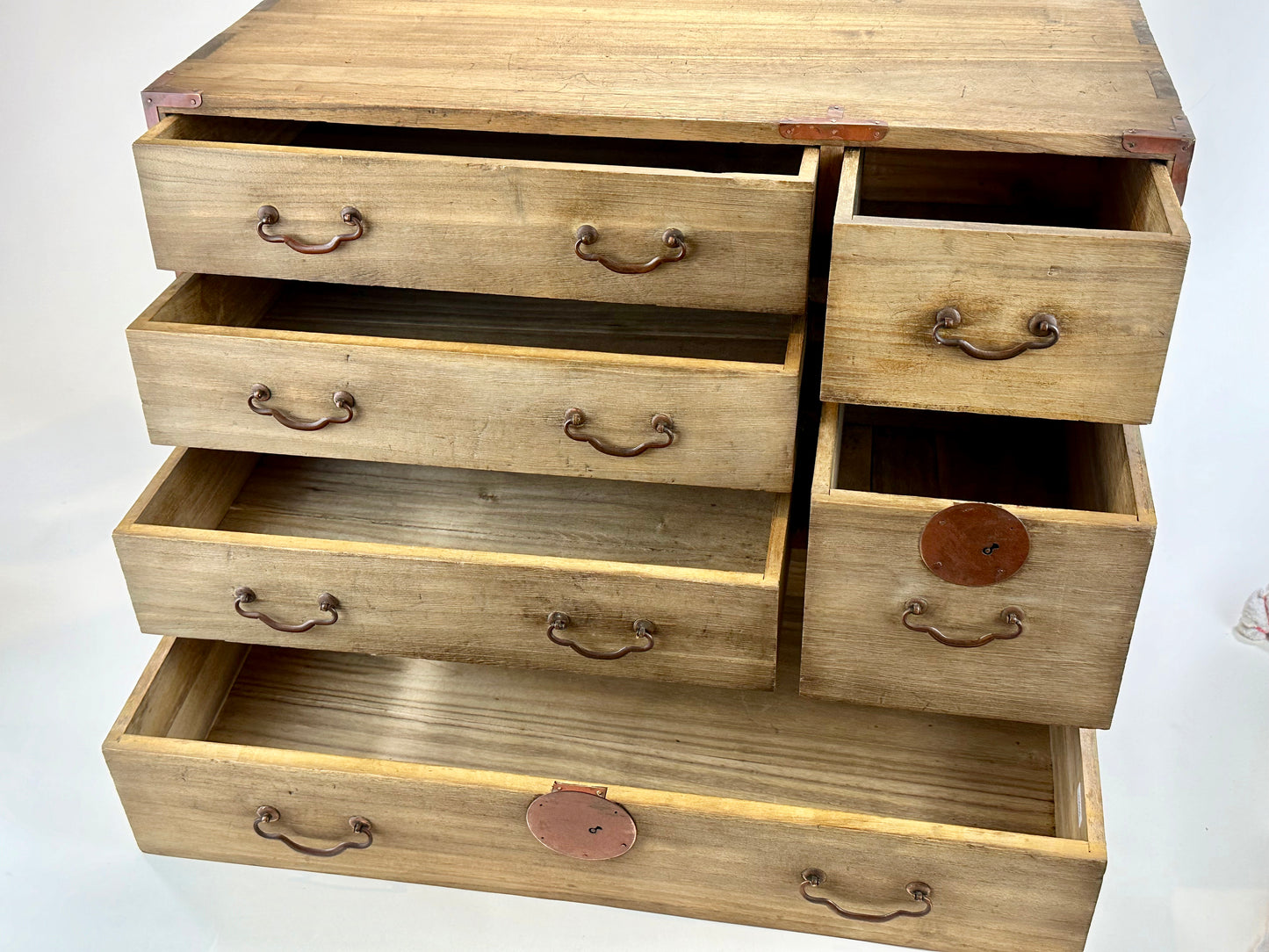 Antique Japanese Kiri 6 Drawer Kodansu c1910's Taisho 18x23x12