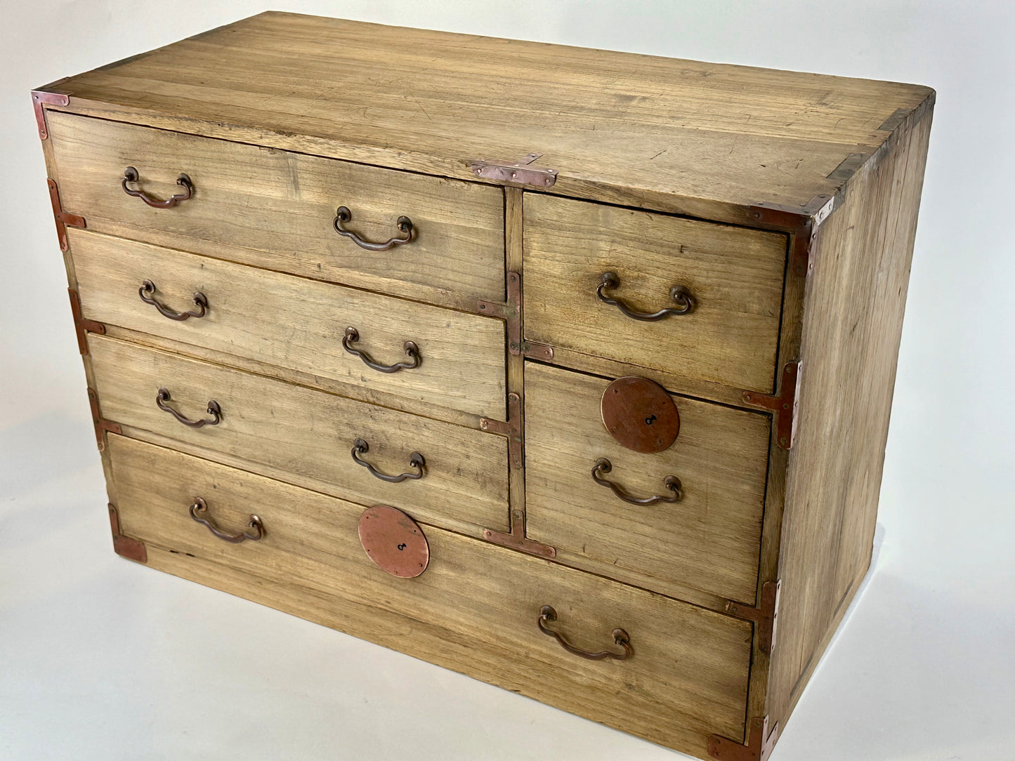 Antique Japanese Kiri 6 Drawer Kodansu c1910's Taisho 18x23x12
