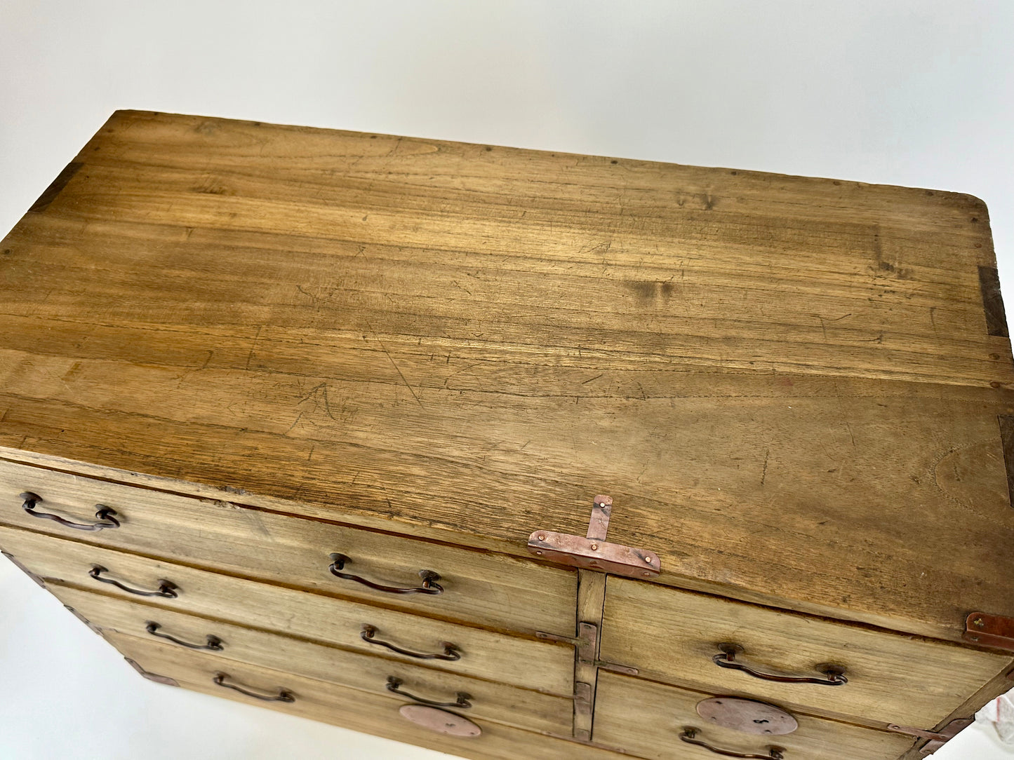Antique Japanese Kiri 6 Drawer Kodansu c1910's Taisho 18x23x12