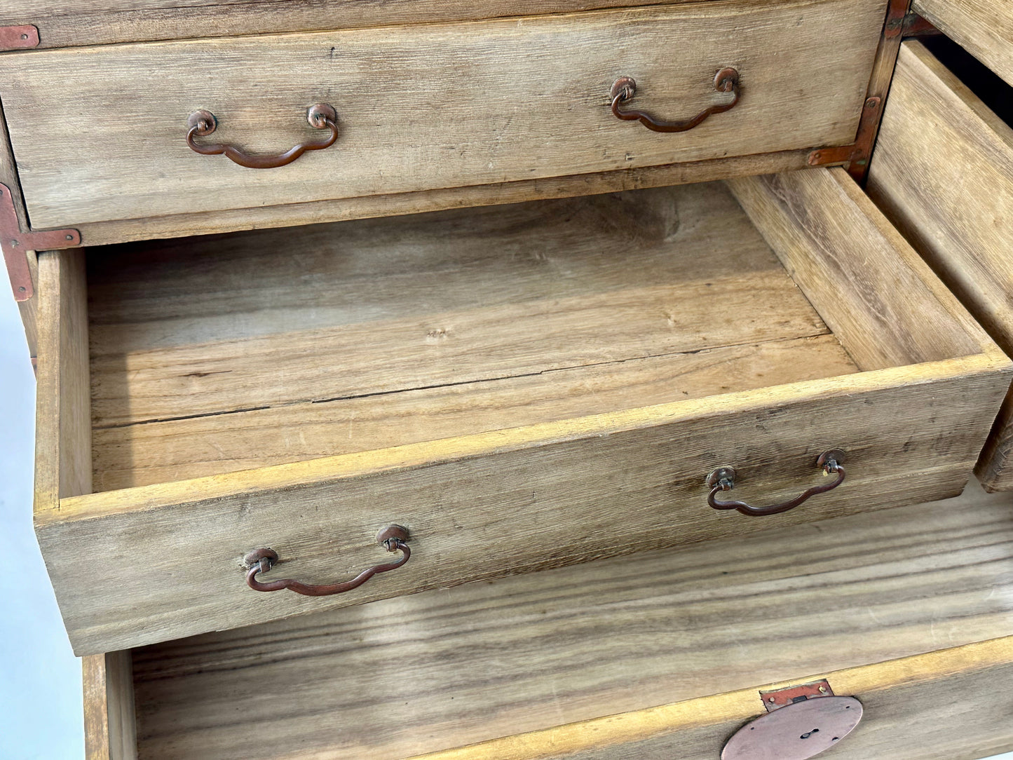 Antique Japanese Kiri 6 Drawer Kodansu c1910's Taisho 18x23x12