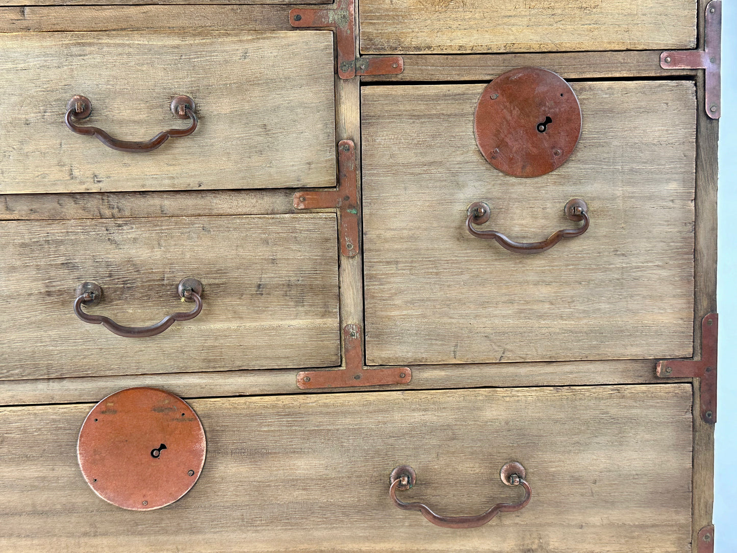 Antique Japanese Kiri 6 Drawer Kodansu c1910's Taisho 18x23x12