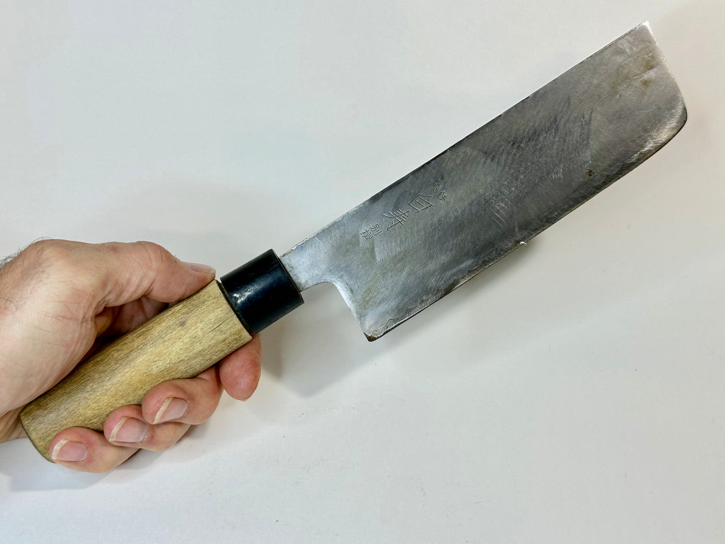 Vintage Japanese Signed Chef's Nakiri Hocho Sushi 6.5" Knife Laminated Samurai Steel
