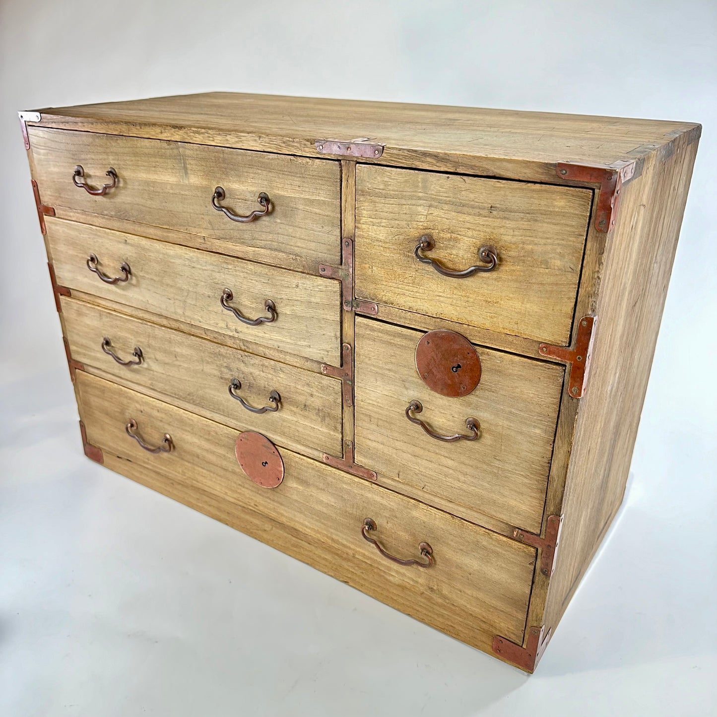 Antique Japanese Kiri 6 Drawer Kodansu c1910's Taisho 18x23x12