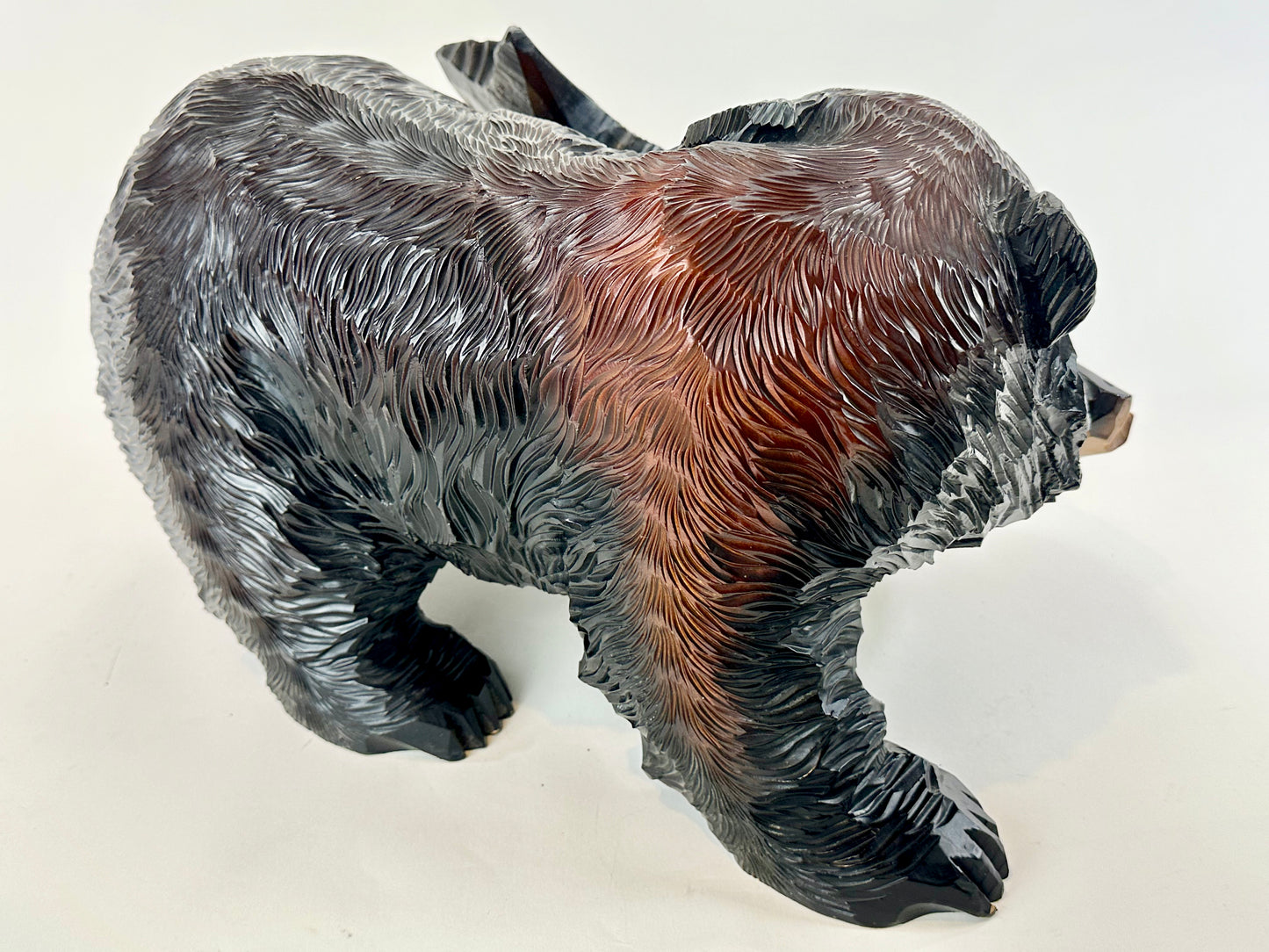 Japanese Ainu Large Hand Carved Bear Signed w/ Salmon Cedar Kuma 19" 森