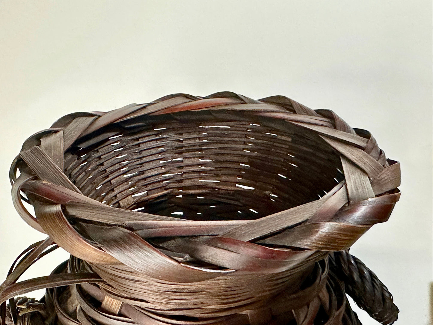 Antique Japanese Bamboo Kago Ikebana Basket 10"H