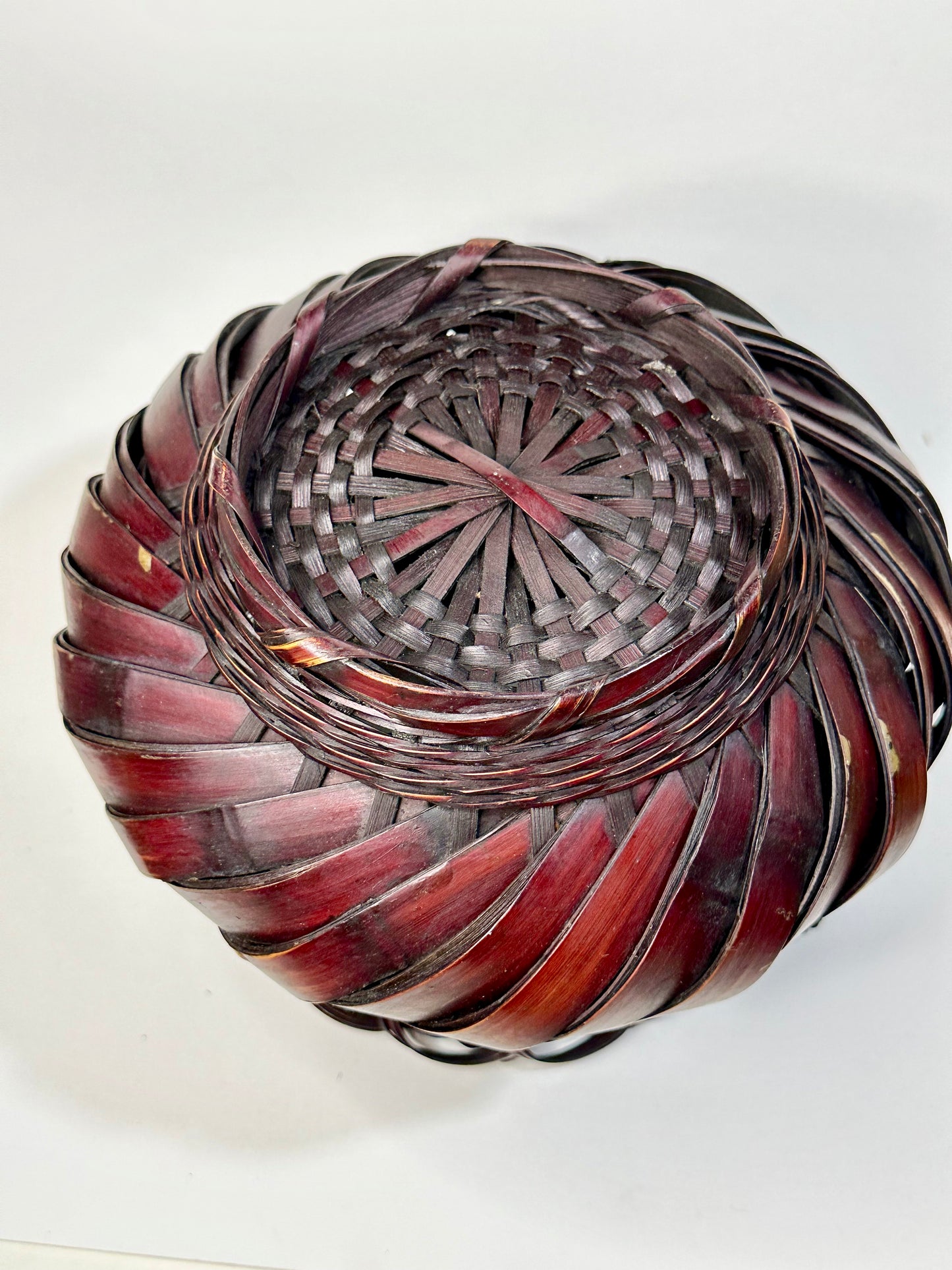 Antique Japanese Bamboo Kago Ikebana Basket 7"H