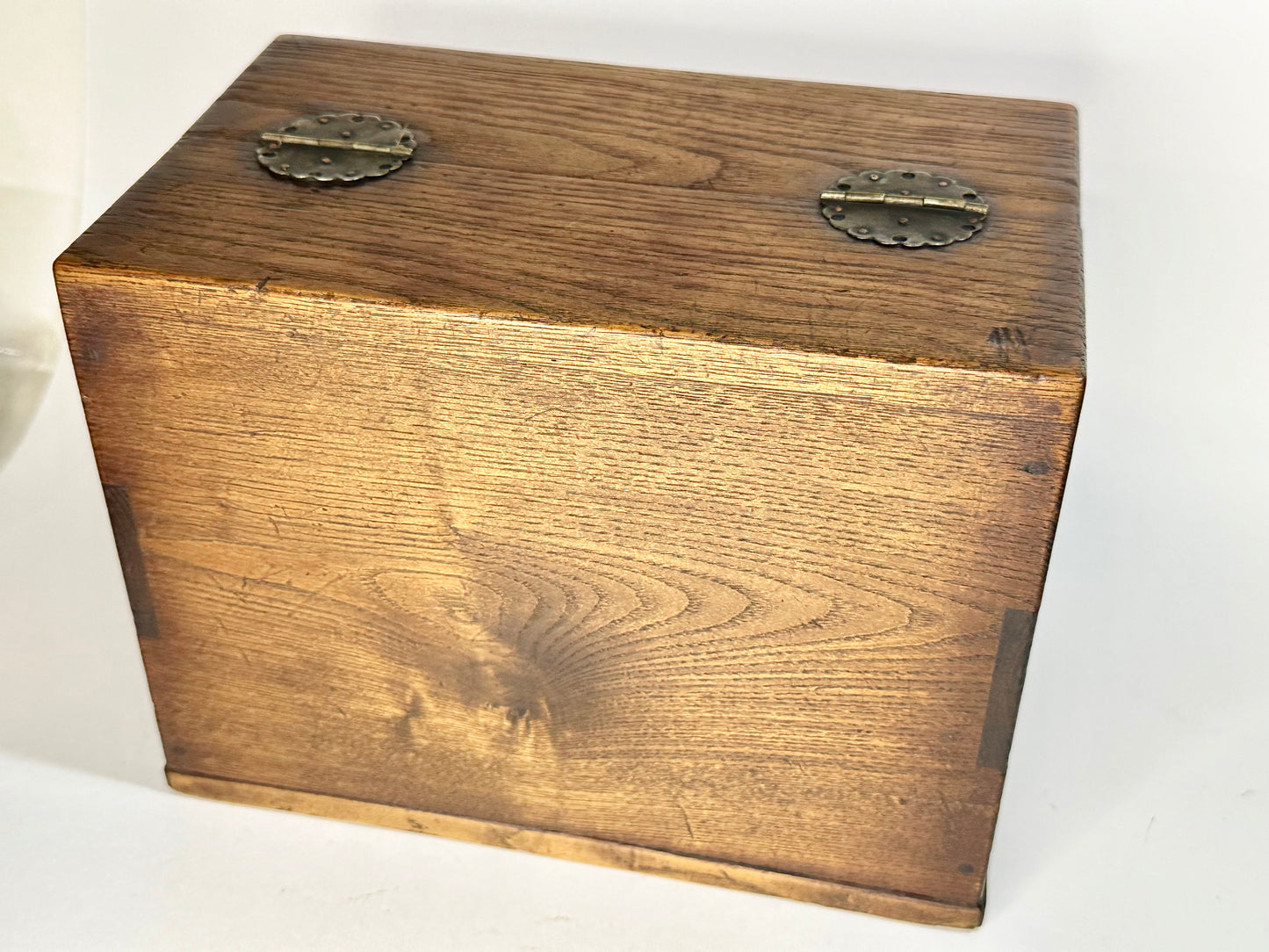 Antique Japanese Meiji Era c1920 Keyaki Wood Haribako Sewing Tansu 9"