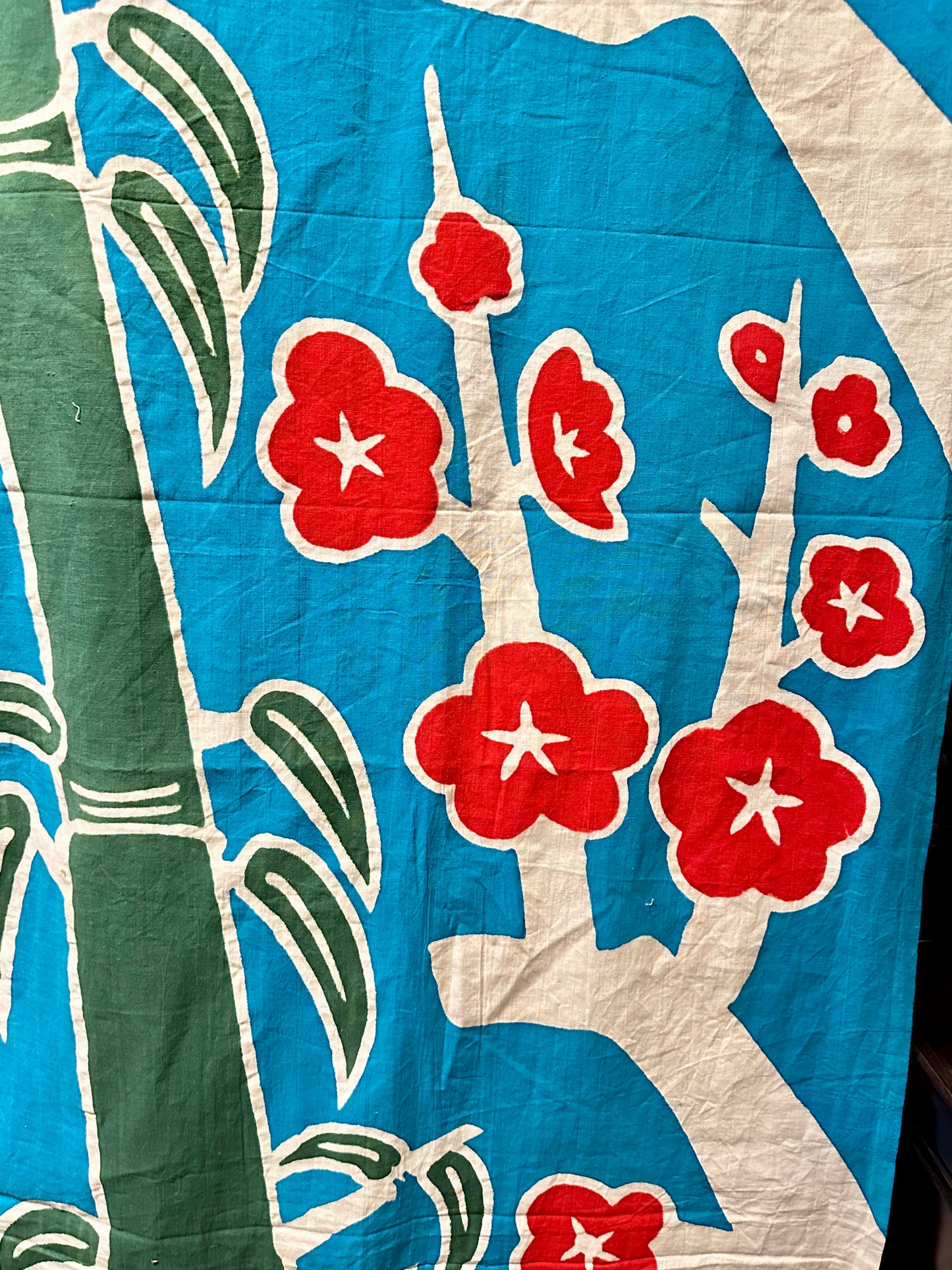 Antique Japanese Festival Banner w/ Koi Turtle Crane Shochikubai 12'