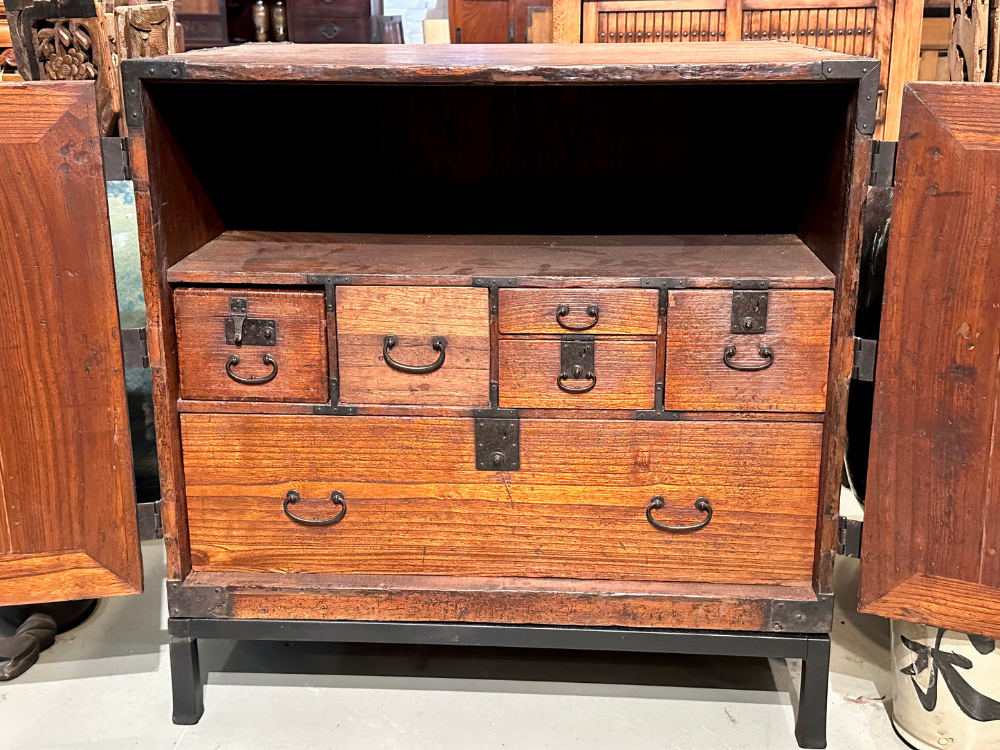 Antique Japanese Rare Early Edo Era (dated 1675!) Document Tansu 30"H