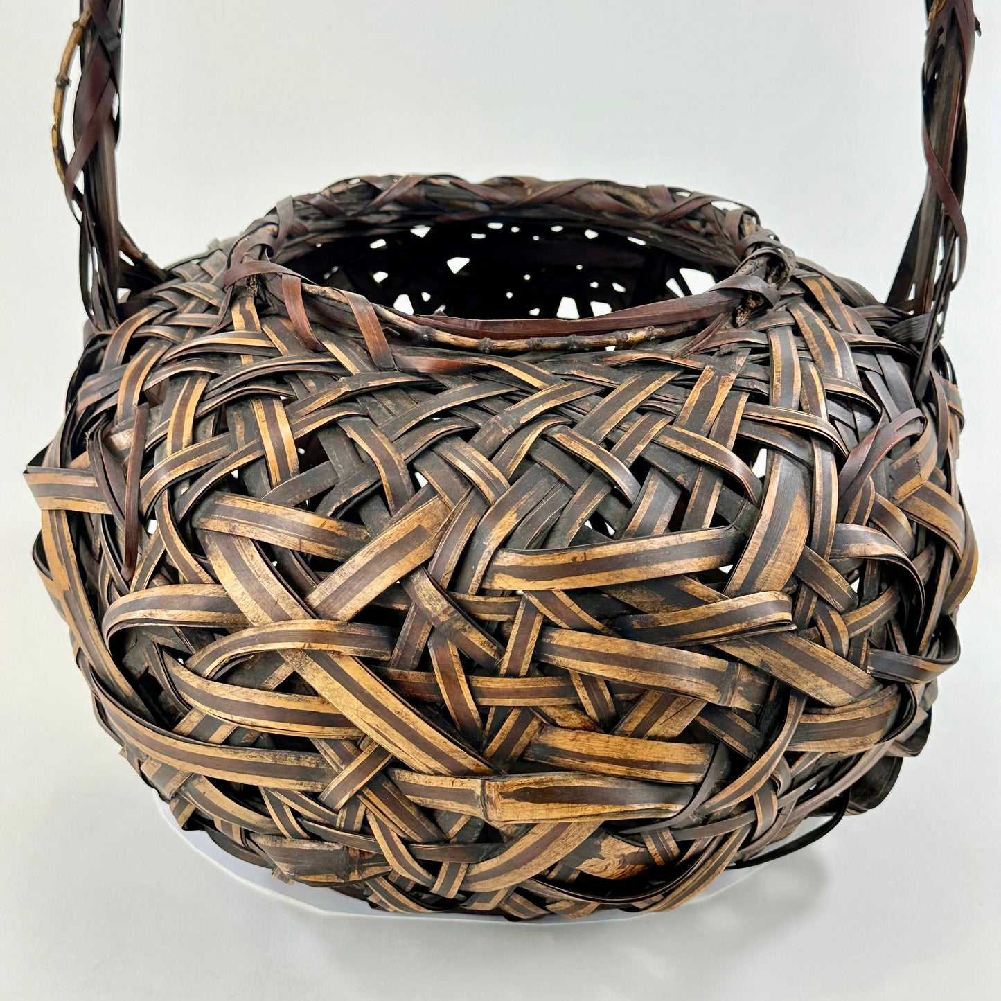 Antique Japanese Taisho Era c1920's Bamboo Kago Ikebana Basket 12"