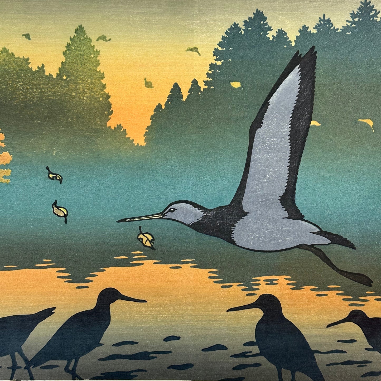 Vintage Japanese Original Tsukasa Yoshida Ukiyoe Woodblock Print "Dawn"