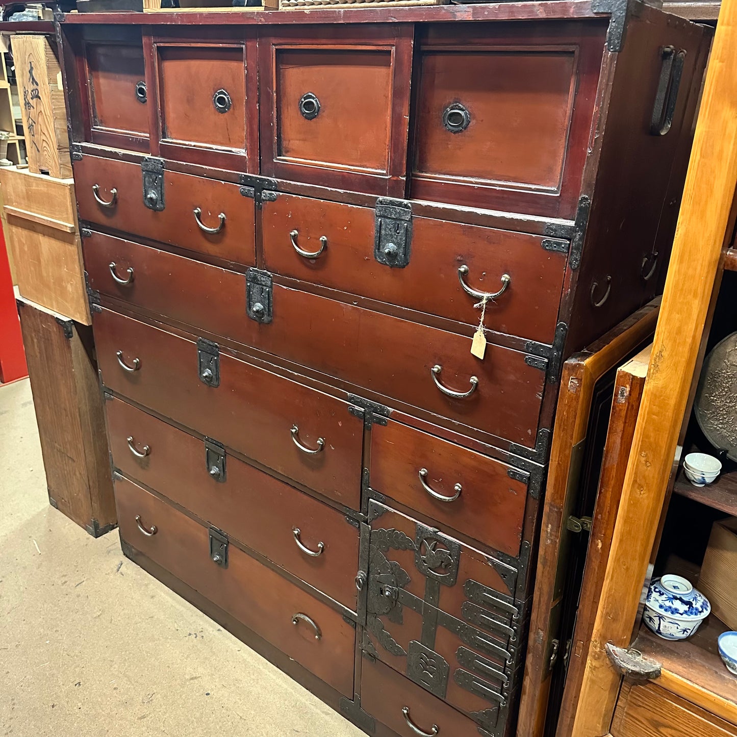 Antique Japanese Meiji Era c1890’s Clothing Tansu Chest Sugi Wood 53"W