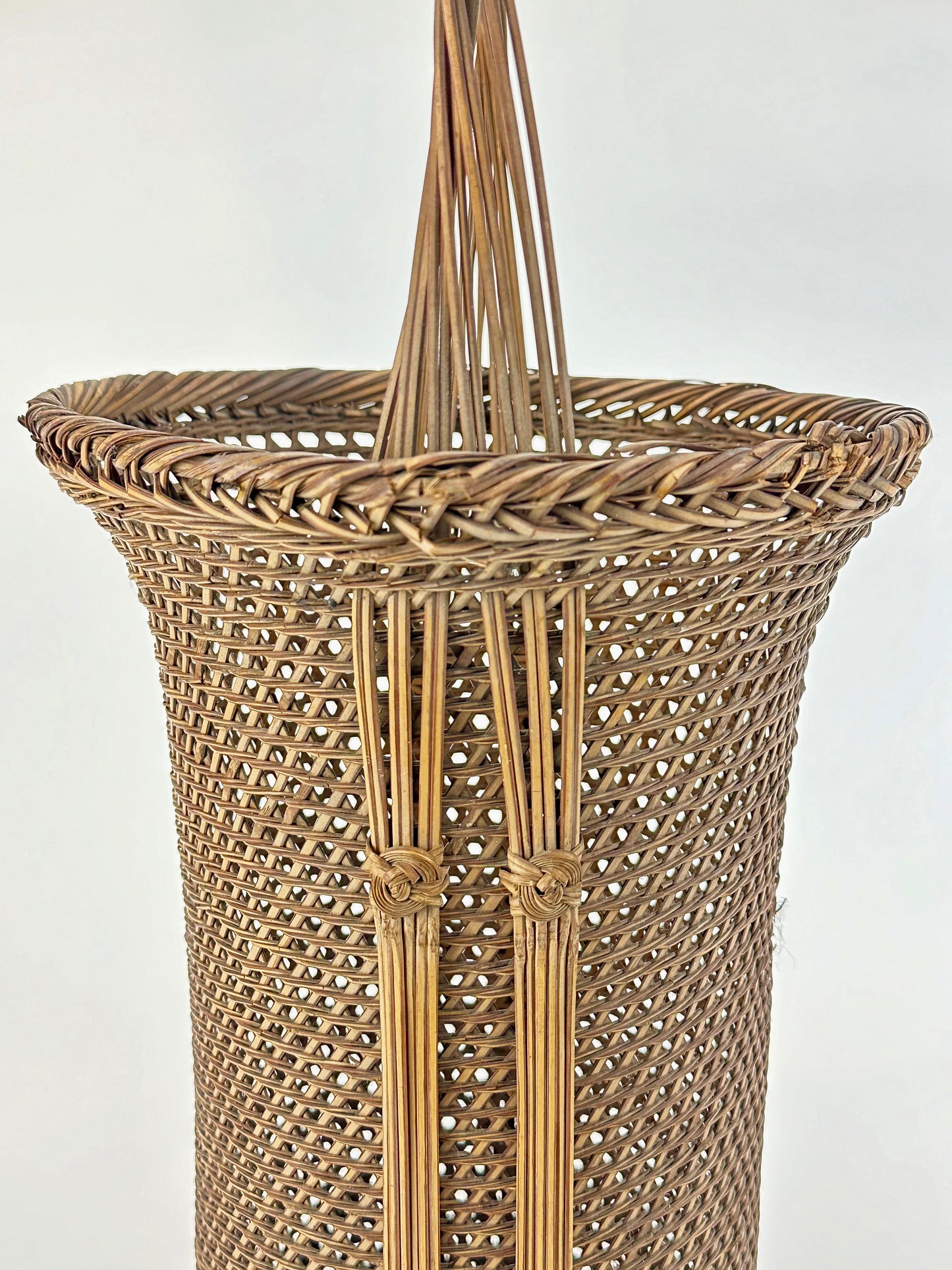 Antique Japanese Taisho Era c1920's Signed Bamboo Kago Ikebana Basket 16"