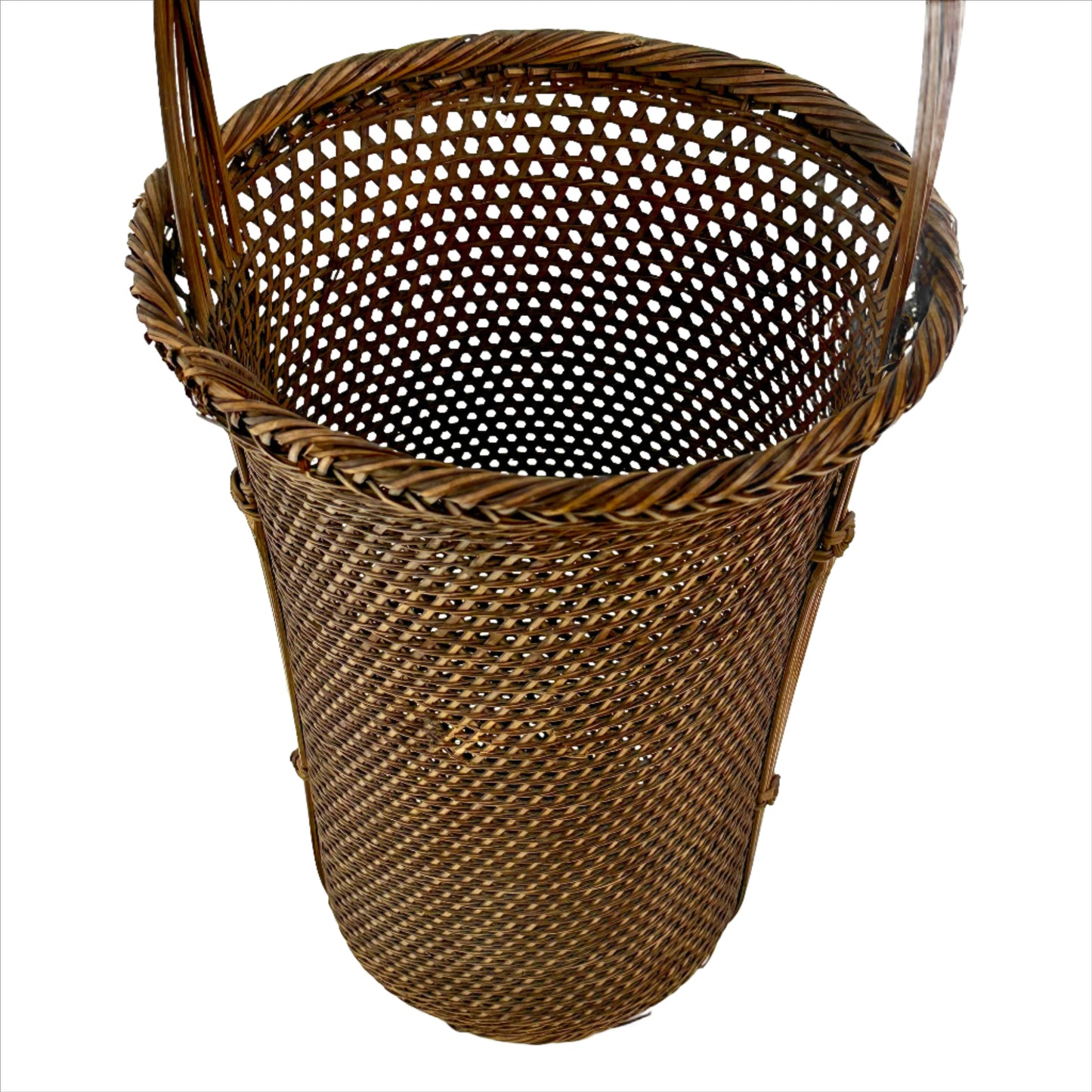 Antique Japanese Taisho Era c1920's Signed Bamboo Kago Ikebana Basket 16"