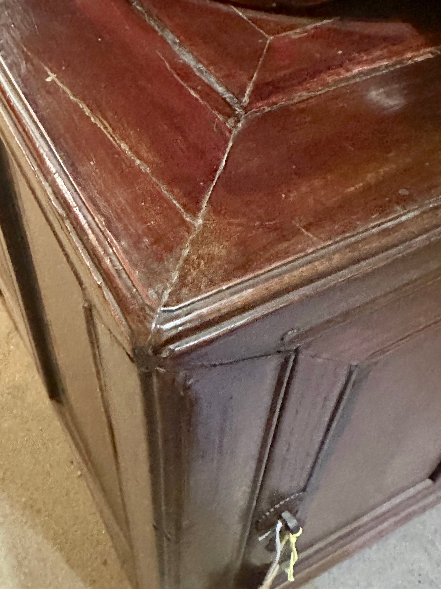 Vintage Chinese Cabinet Red Lacquer End Table Nightstand 20”H