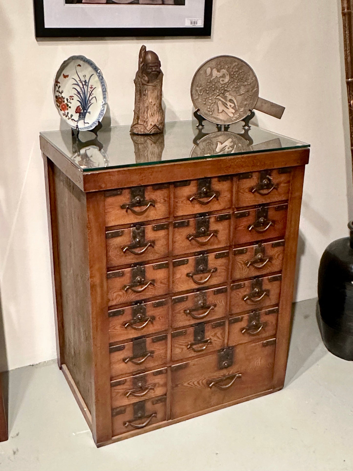 Antique Japanese Edo Era c1840's Chobadansu Document Tansu Chest Keyaki Wood 30"