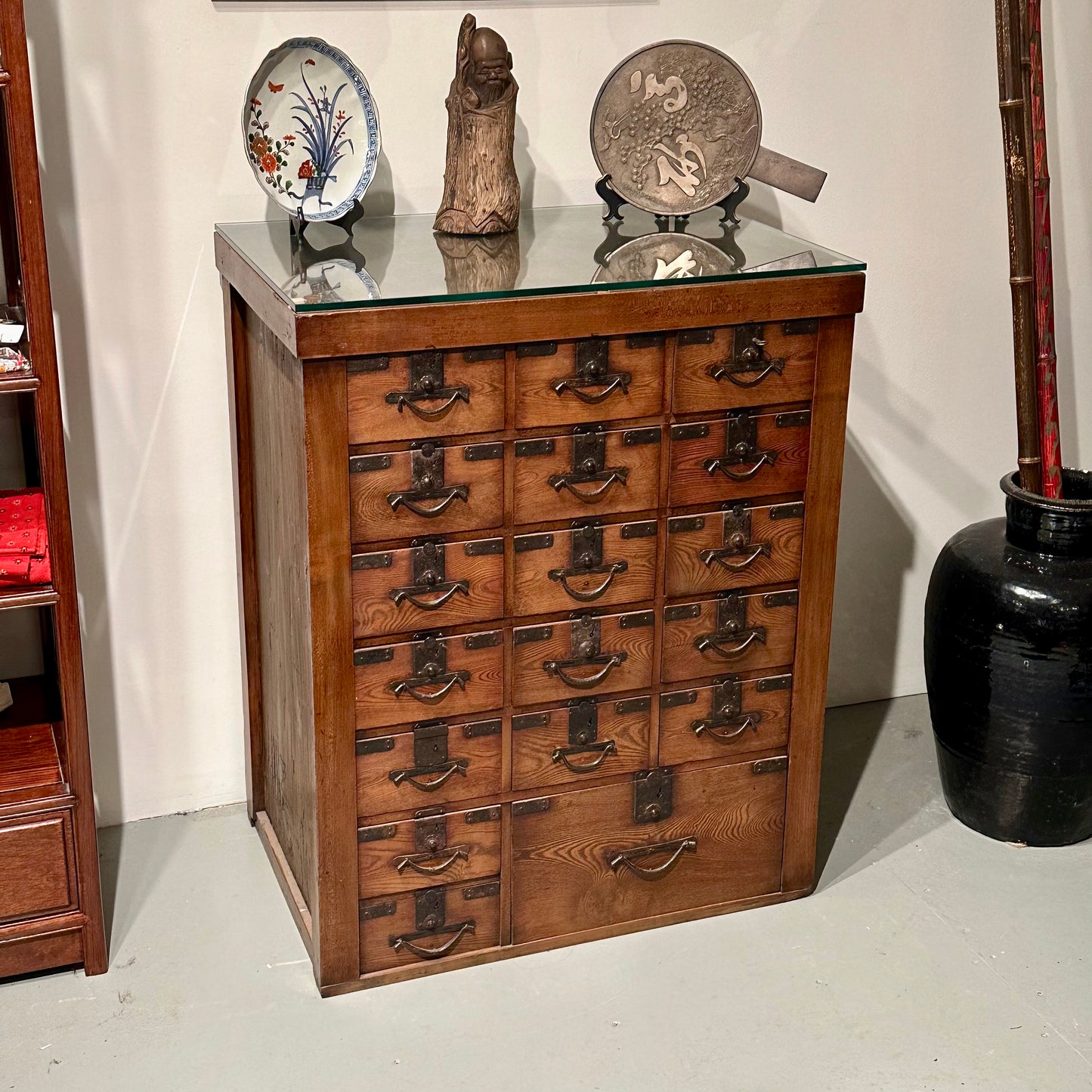Antique Japanese Edo Era c1840's Chobadansu Document Tansu Chest Keyaki Wood 30"