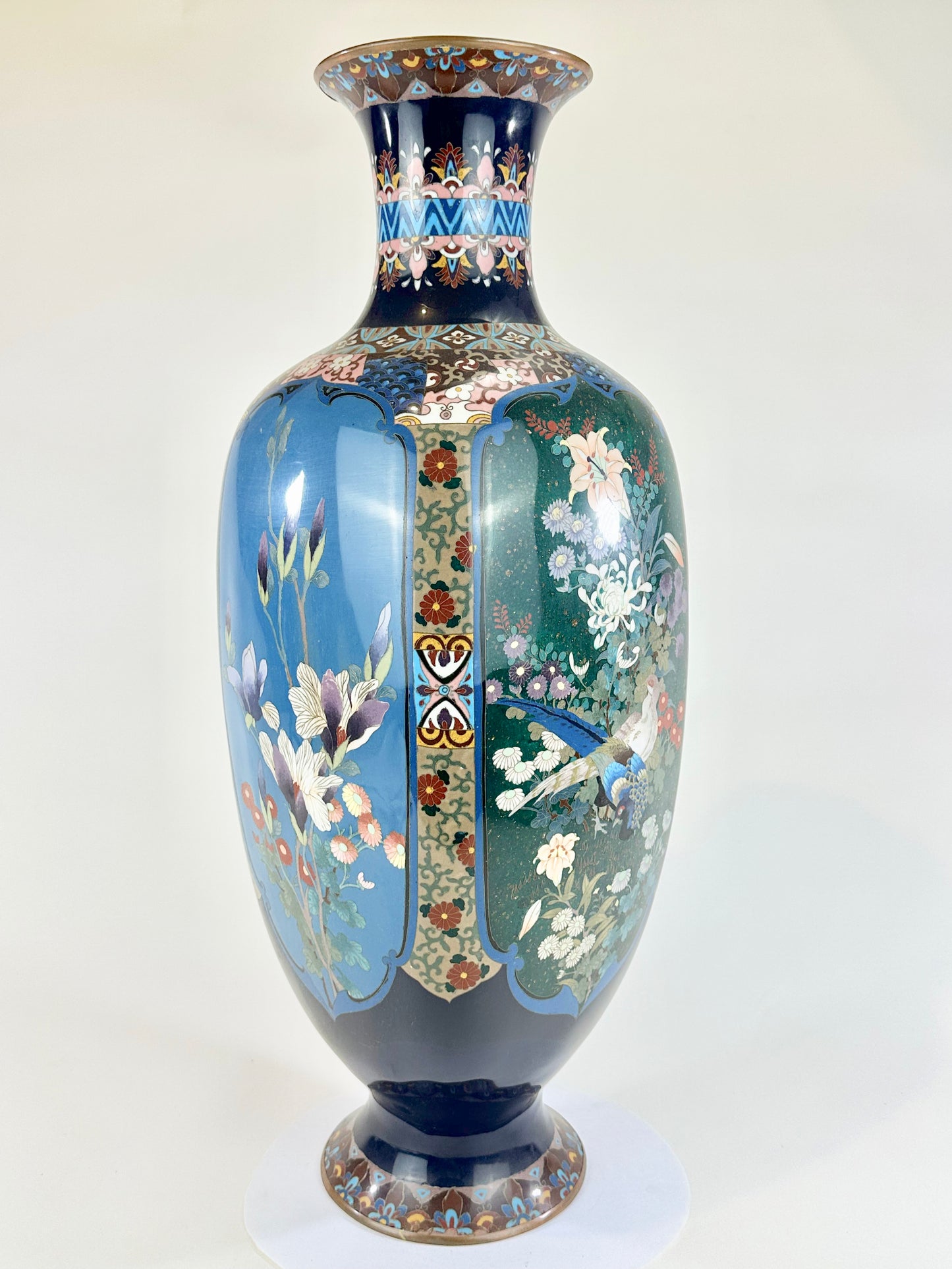 Very Rare Antique Japanese Meiji Era (late 1800's) Cloisonné Vase 24"