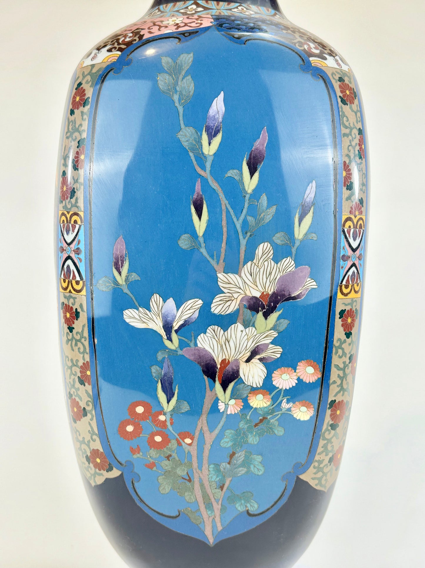 Very Rare Antique Japanese Meiji Era (late 1800's) Cloisonné Vase 24"