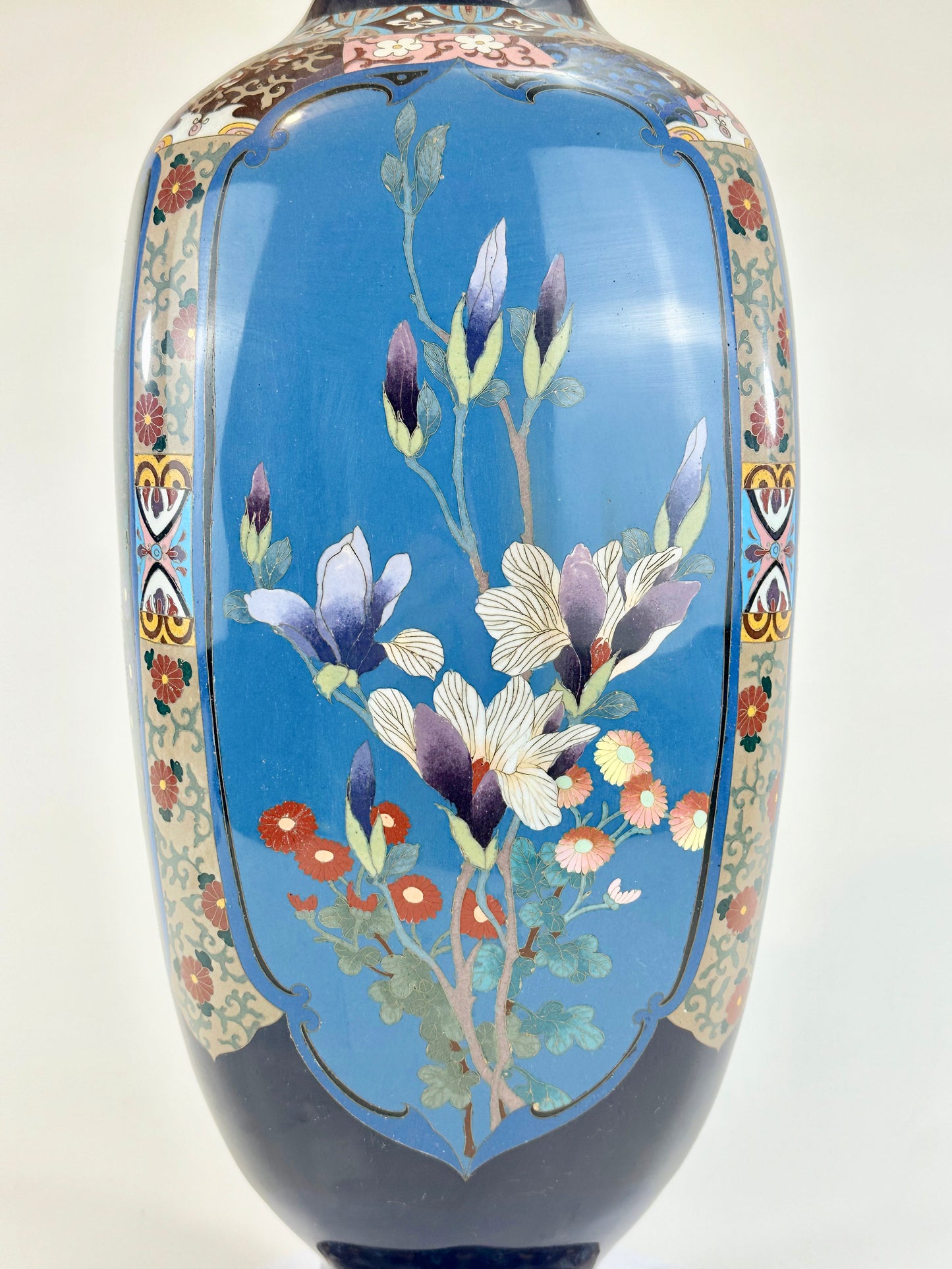 Very Rare Antique Japanese Meiji Era (late 1800's) Cloisonné Vase 24"