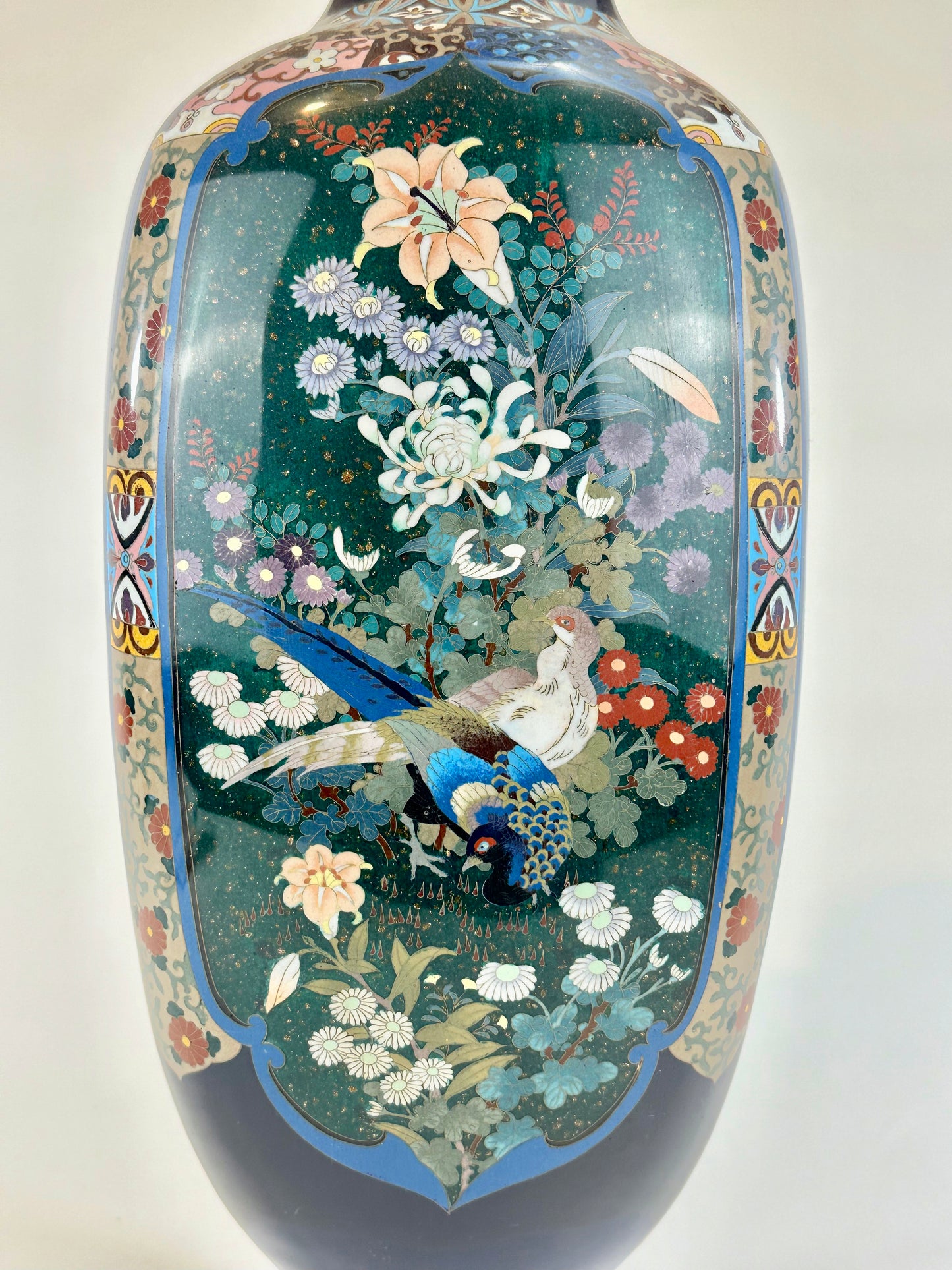 Very Rare Antique Japanese Meiji Era (late 1800's) Cloisonné Vase 24"