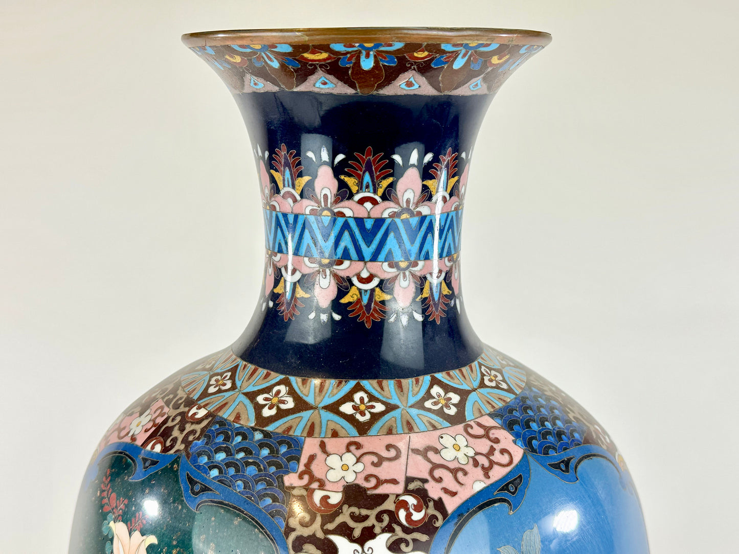 Very Rare Antique Japanese Meiji Era (late 1800's) Cloisonné Vase 24"
