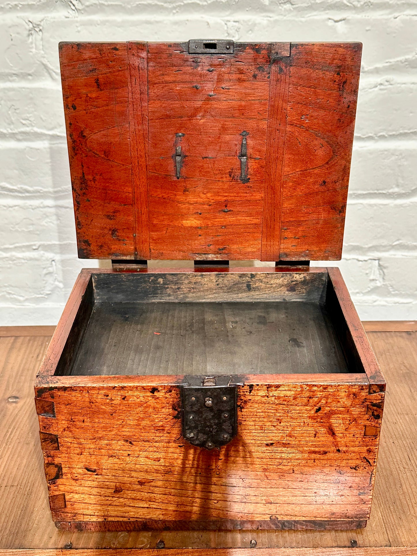 Antique Japanese Meiji Era Suzuribako Calligraphy Tansu Keyaki Wood 10"