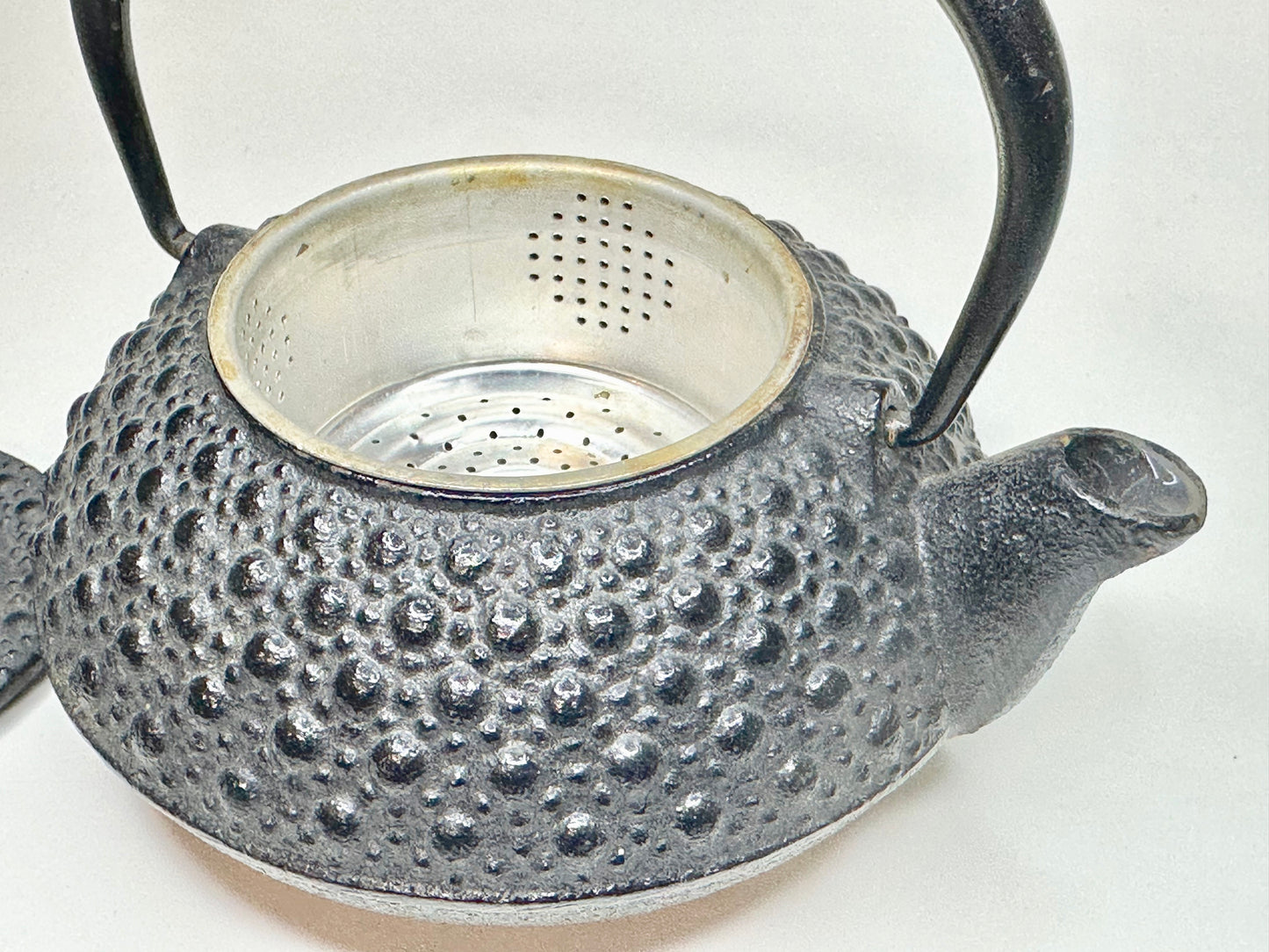 Vintage Japanese Mini Iron Tea Kettle Tetsubin Enamel Lined Interior 4.5"