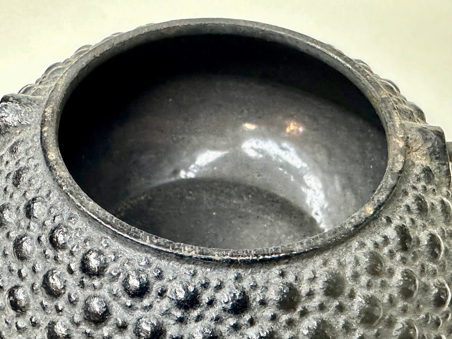 Vintage Japanese Mini Iron Tea Kettle Tetsubin Enamel Lined Interior 4.5"