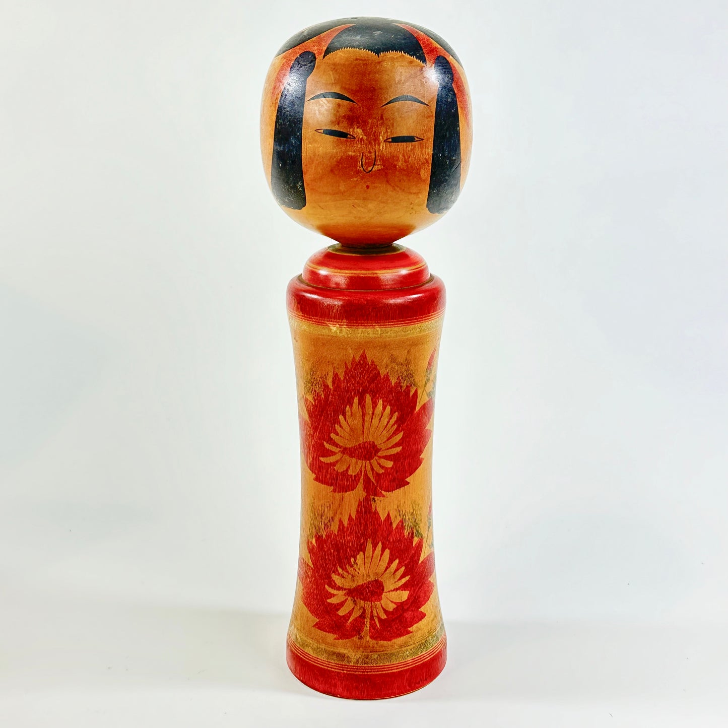 Vintage Japanese Kokeshi Doll Wooden Signed by Artist 12" Hand Painted