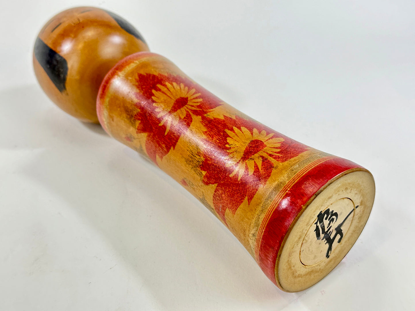Vintage Japanese Kokeshi Doll Wooden Signed by Artist 12" Hand Painted