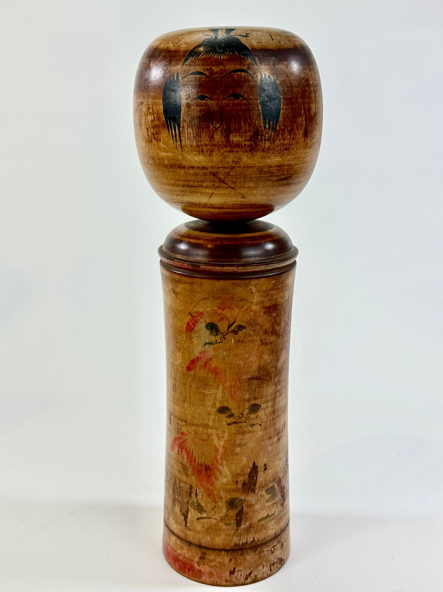 Vintage Japanese Kokeshi Doll Wooden Signed by Artist 12" Hand Painted