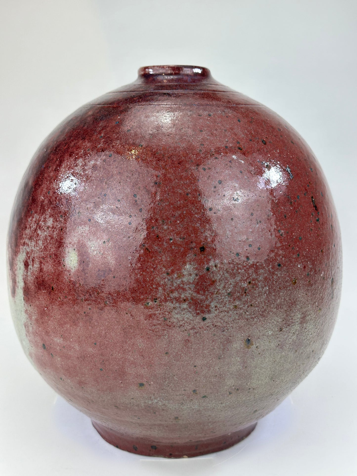 Vintage Japanese Hand Thrown Vase Beautiful Red-Purple Vase 11"