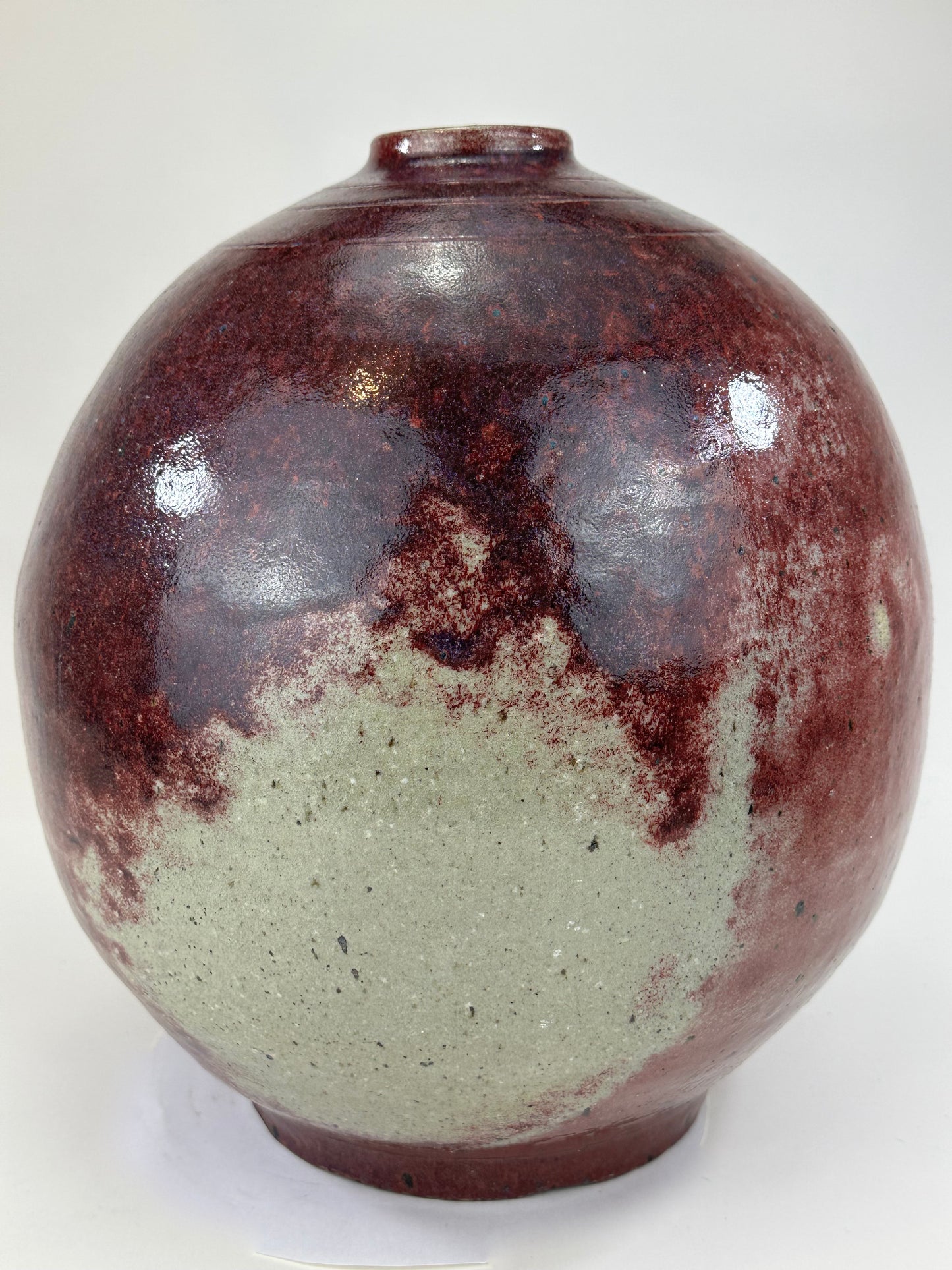 Vintage Japanese Hand Thrown Vase Beautiful Red-Purple Vase 11"