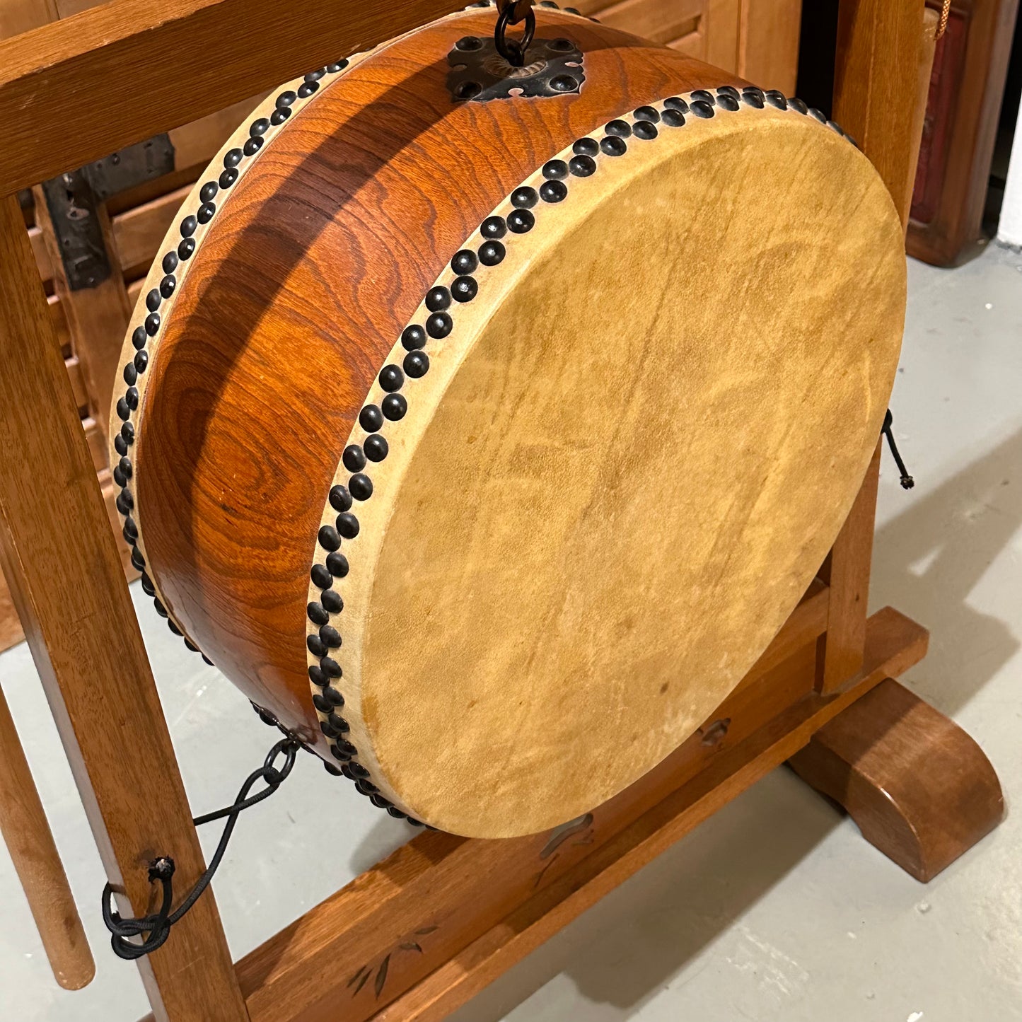 Vintage Japanese Taiko Drum w/ Stand Sticks 26"x18"
