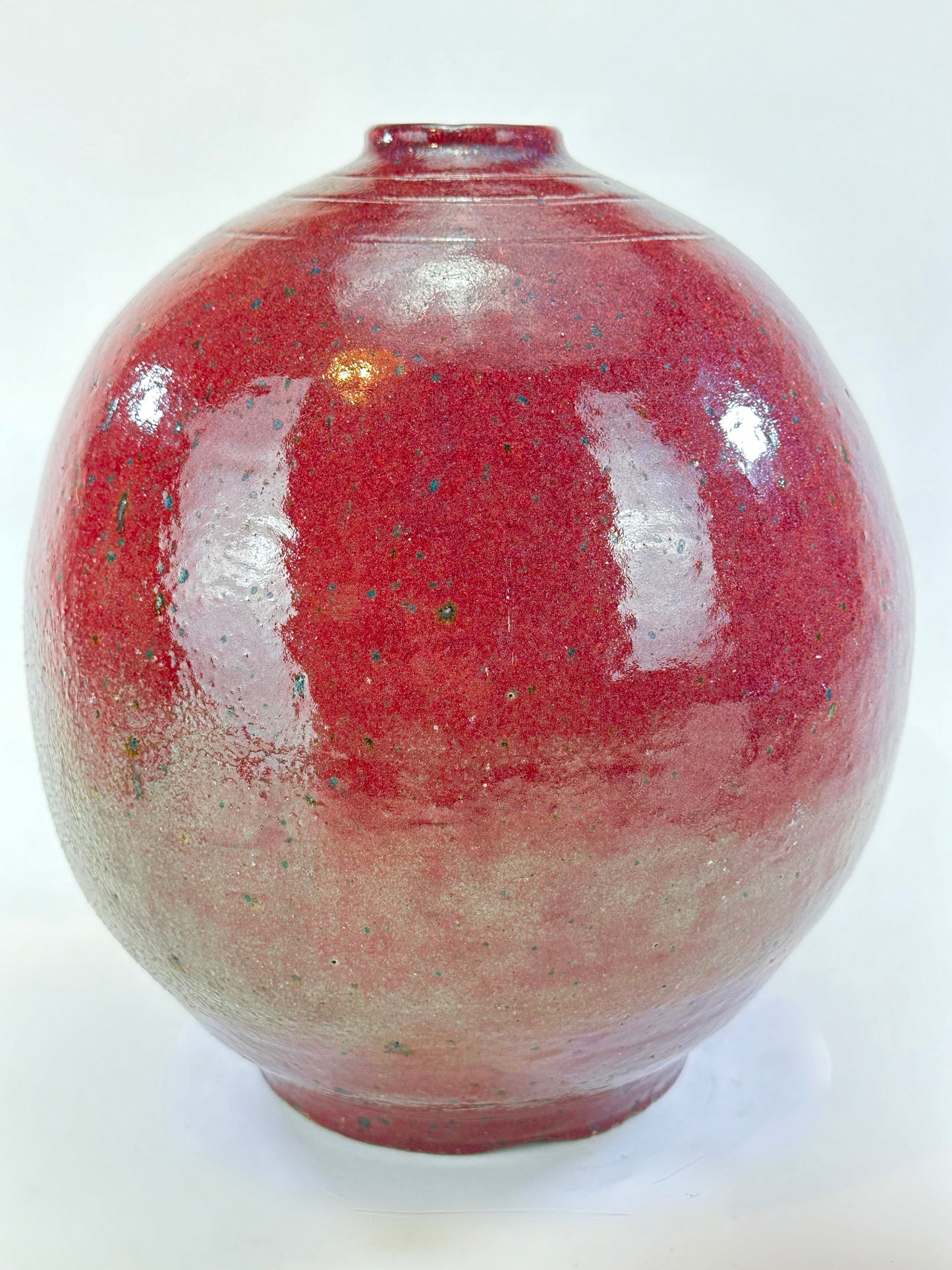 Vintage Japanese Hand Thrown Vase Beautiful Red-Purple Vase 11"