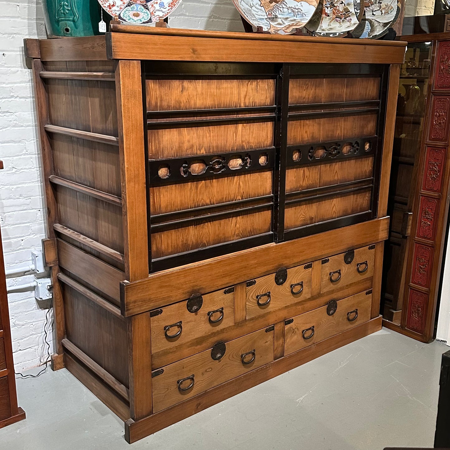 Antique Japanese Meiji Era c1880's Futondansu Blacket Chest Tansu 71"