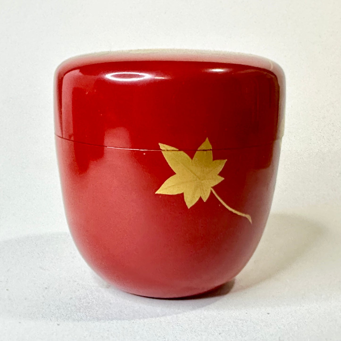 Vintage Japanese Tea Ceremony Natsume Tea Caddy Red Lacquer Wood