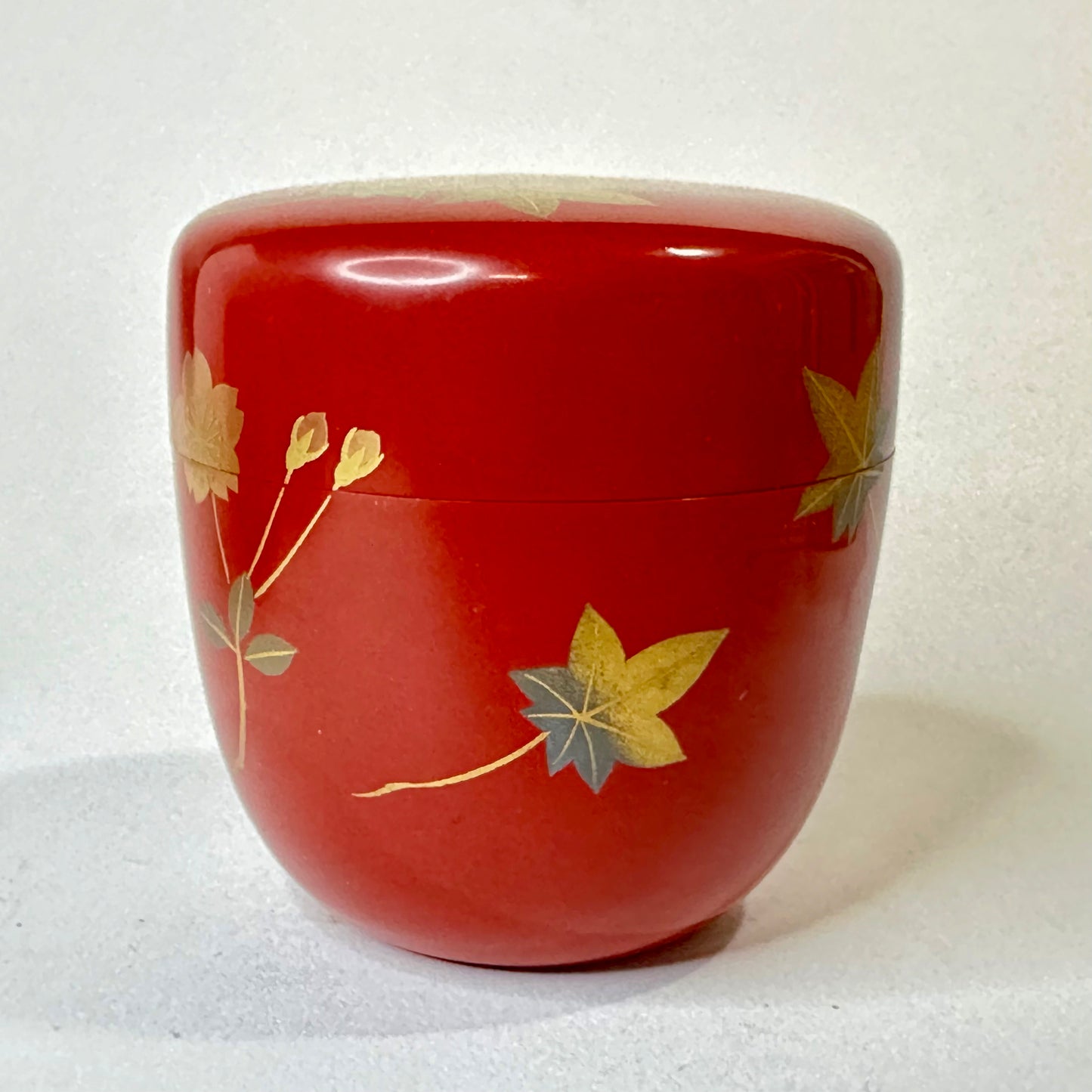 Vintage Japanese Tea Ceremony Natsume Tea Caddy Red Lacquer Wood