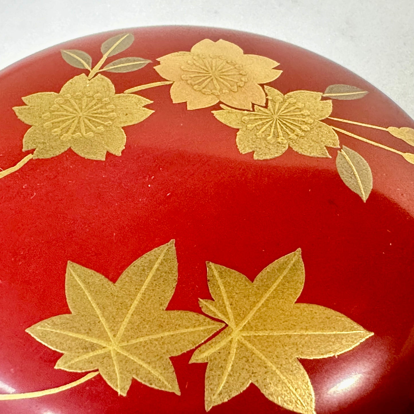 Vintage Japanese Tea Ceremony Natsume Tea Caddy Red Lacquer Wood