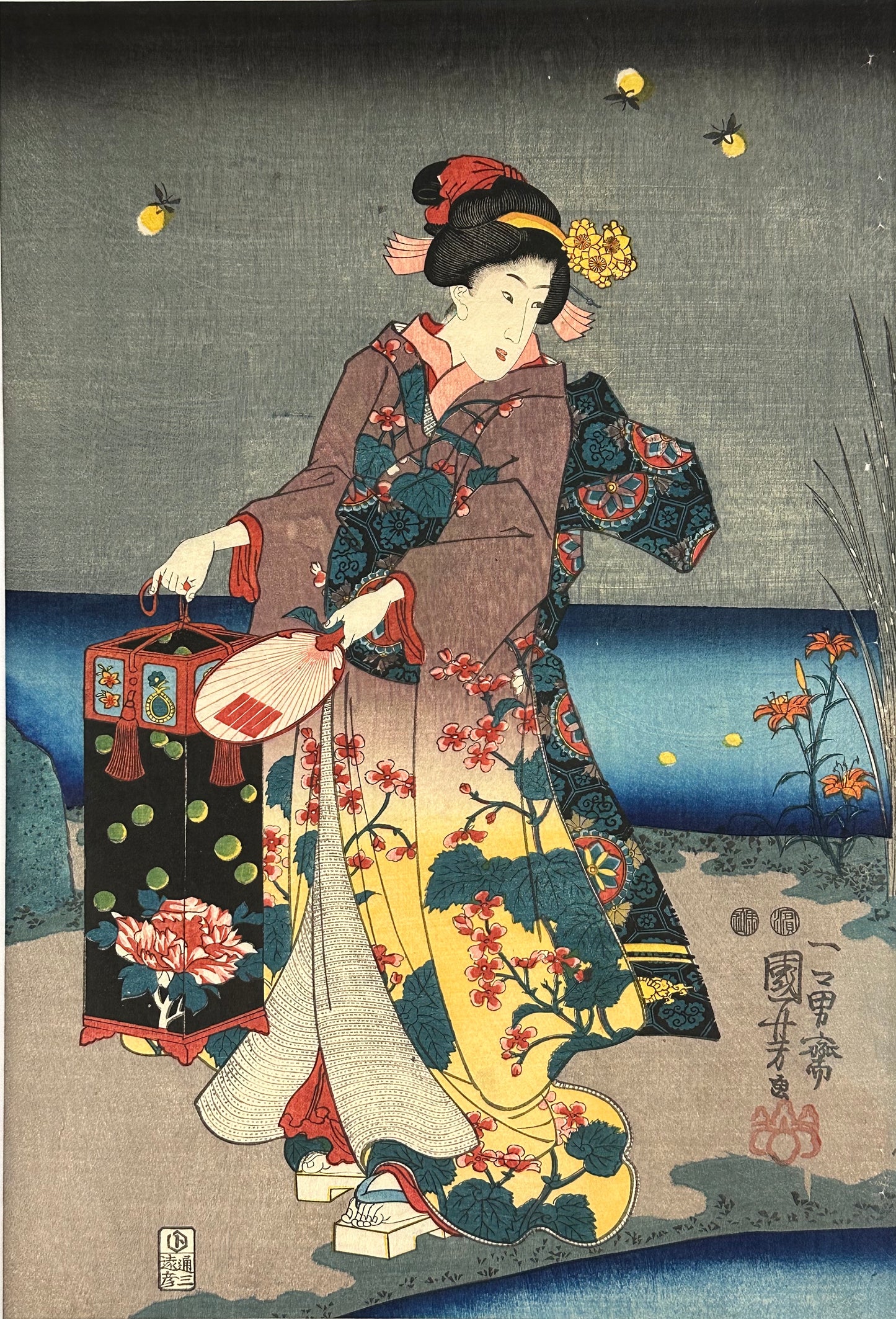 Kuniyoshi Utagawa Giclee Woodblock Bijinga Beauty Print c1843 10"x14.5"