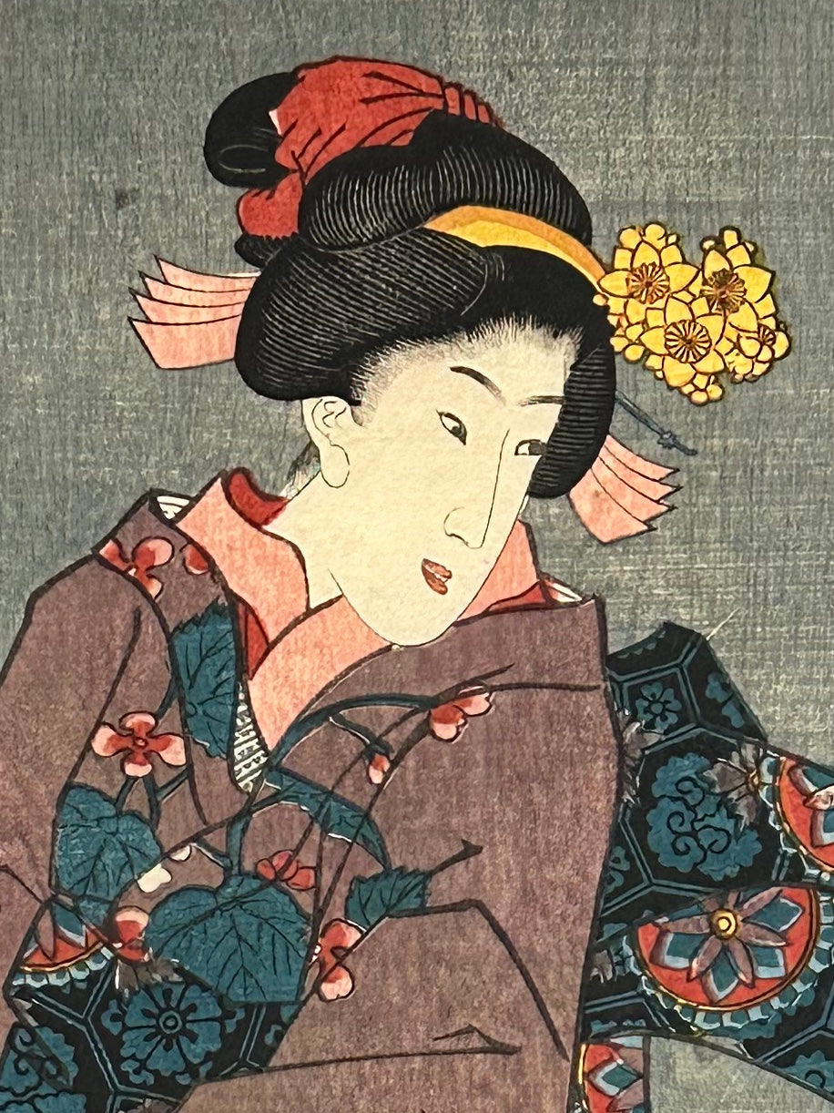Kuniyoshi Utagawa Giclee Woodblock Bijinga Beauty Print c1843 10"x14.5"