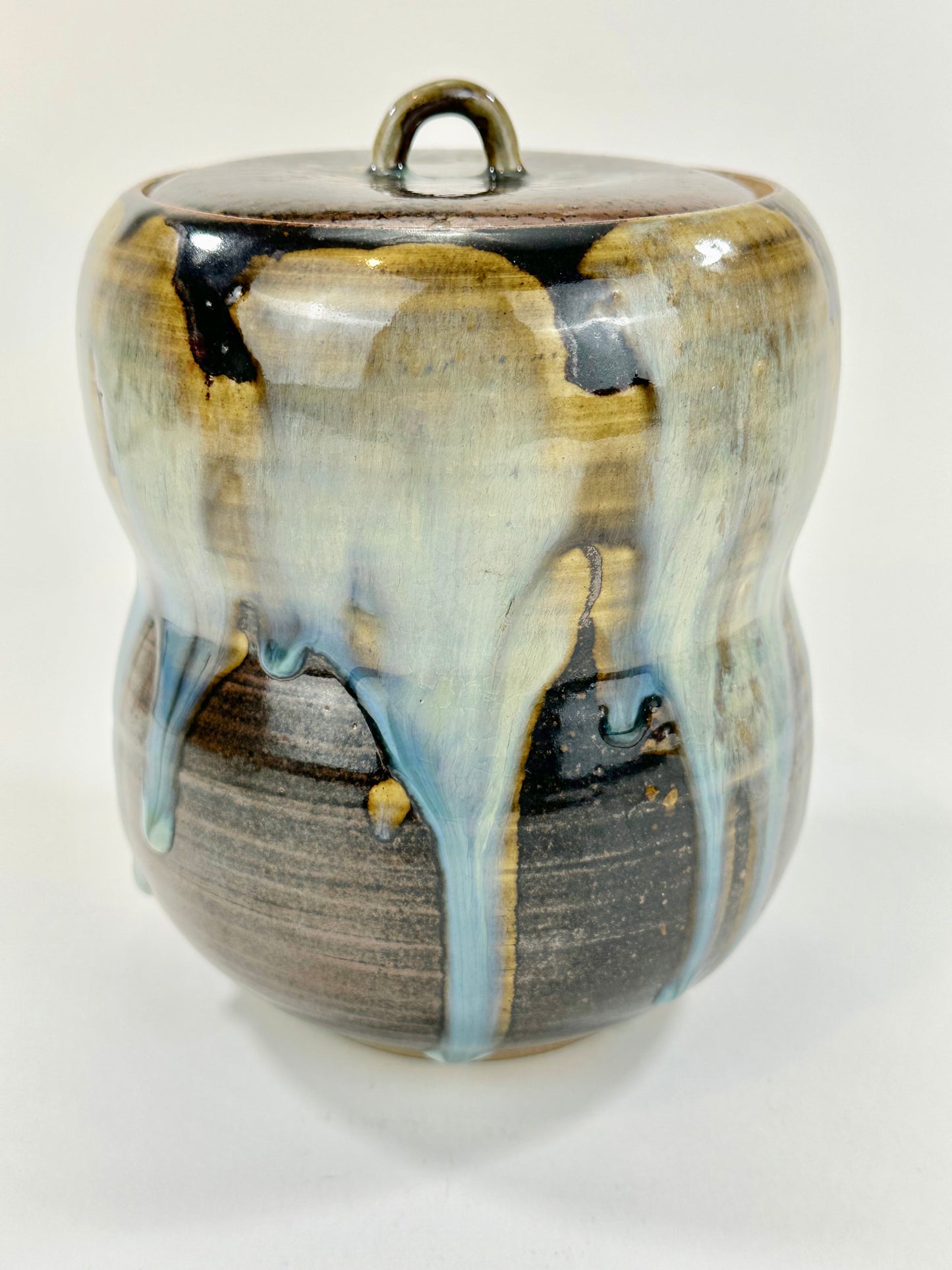 Vintage Japanese Shigaraki Mizusashi Water Vessel for Tea Ceremony 7"