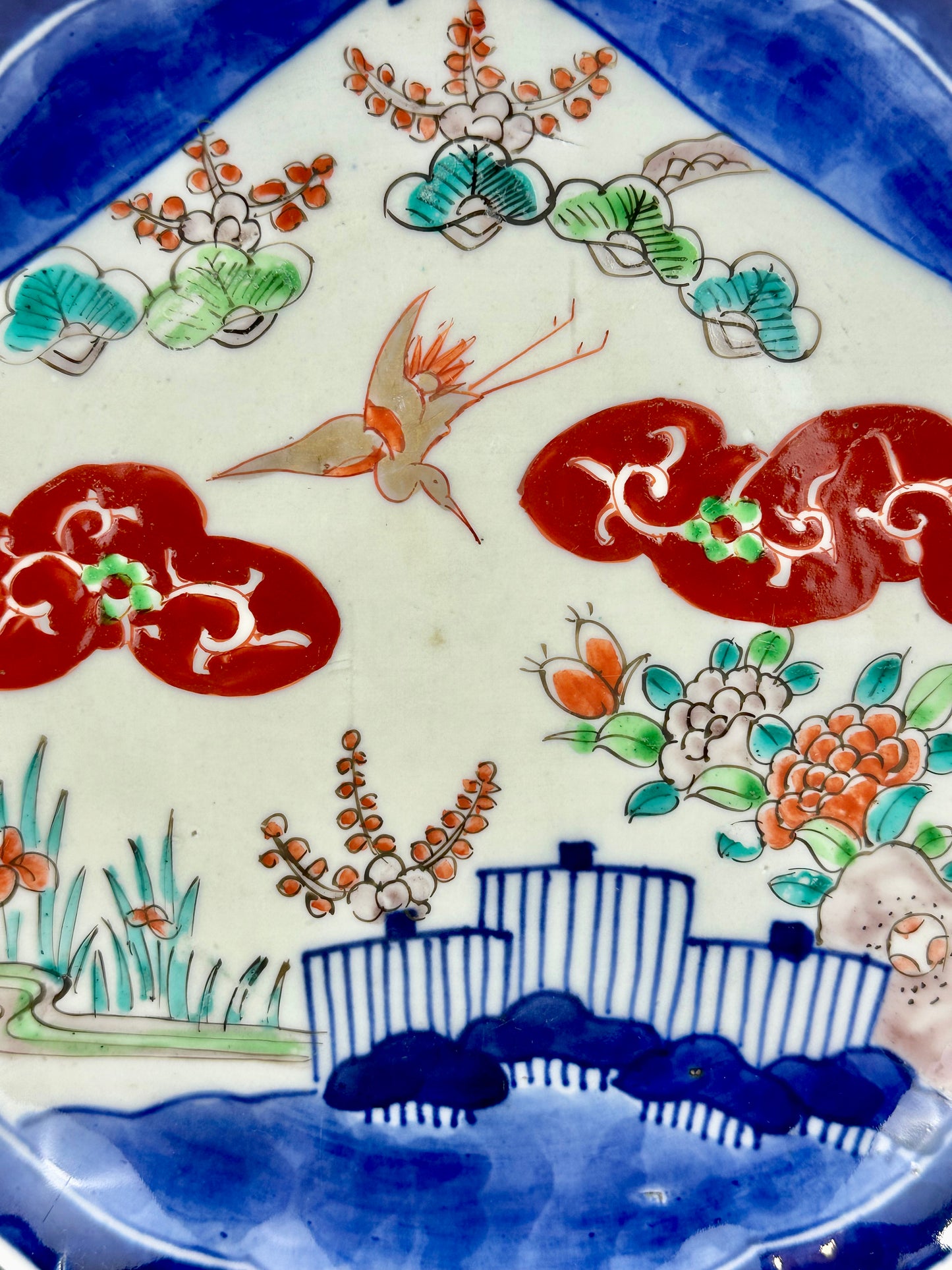 Antique Japanese Edo Era 19th Century Imari Ceramic Plate 8.75"