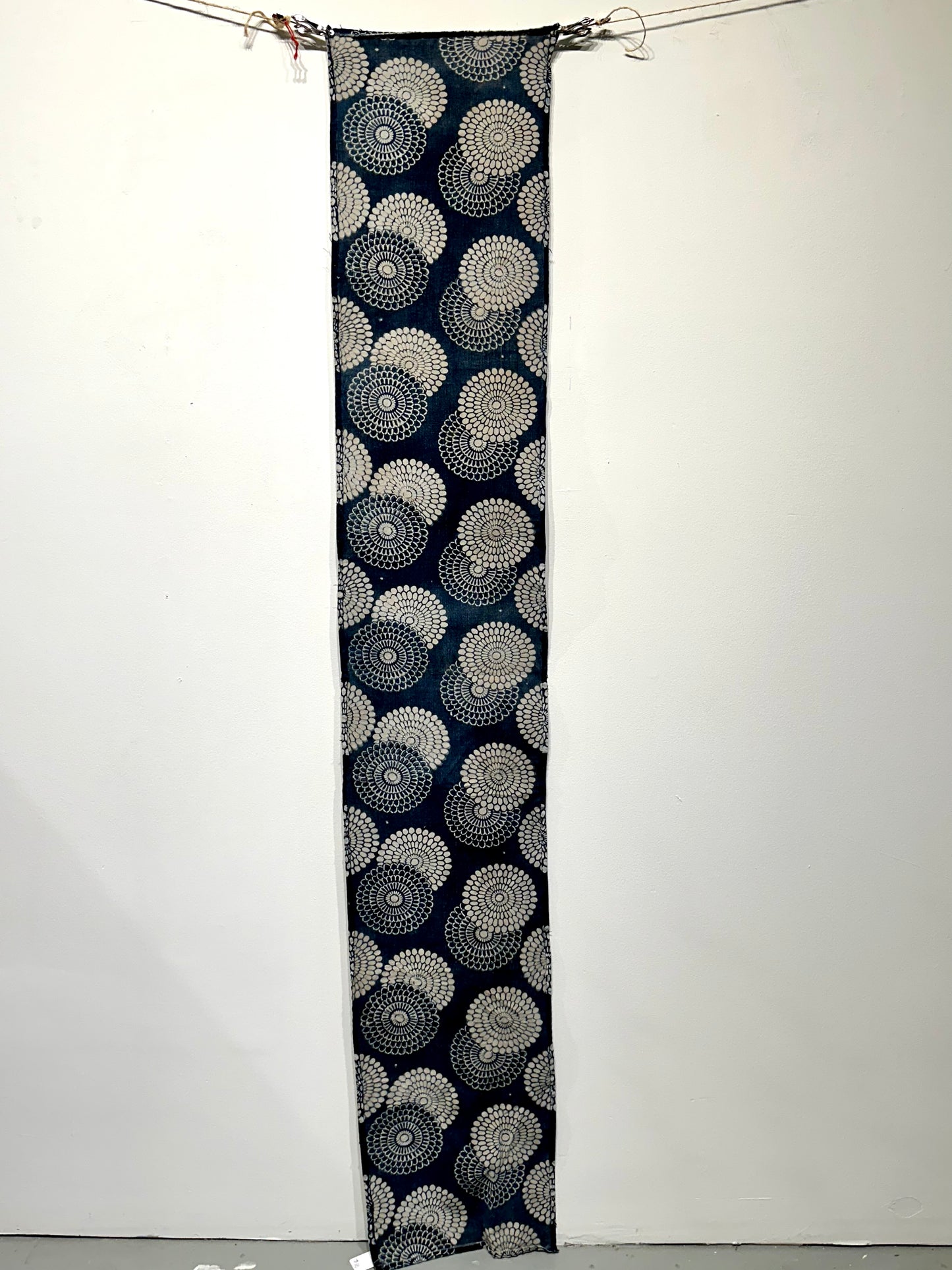 Antique Japanese 19th Century Textile - Katazome Indigo ~14"W Kiku