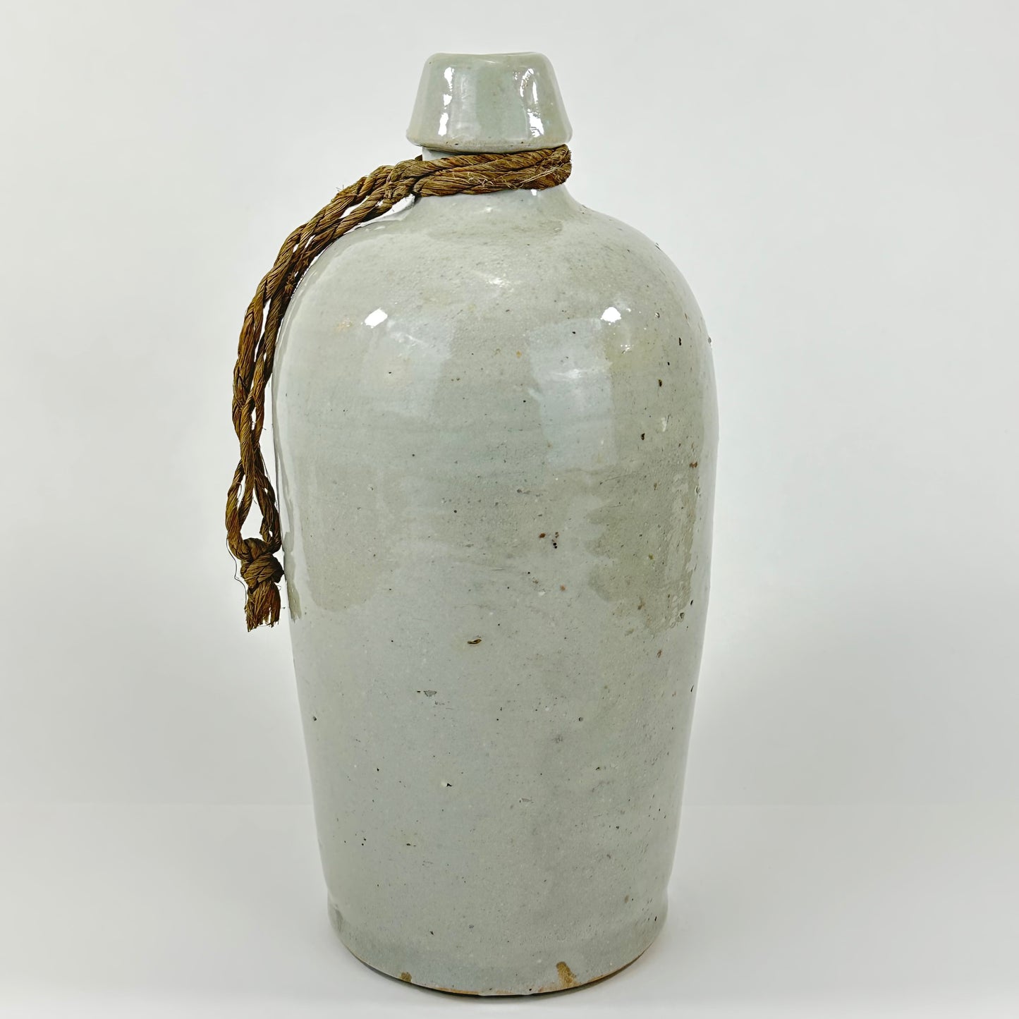 Antique Japanese 1800's Tokkuri Sake Jug Calligraphy Ceramic Vase 10"